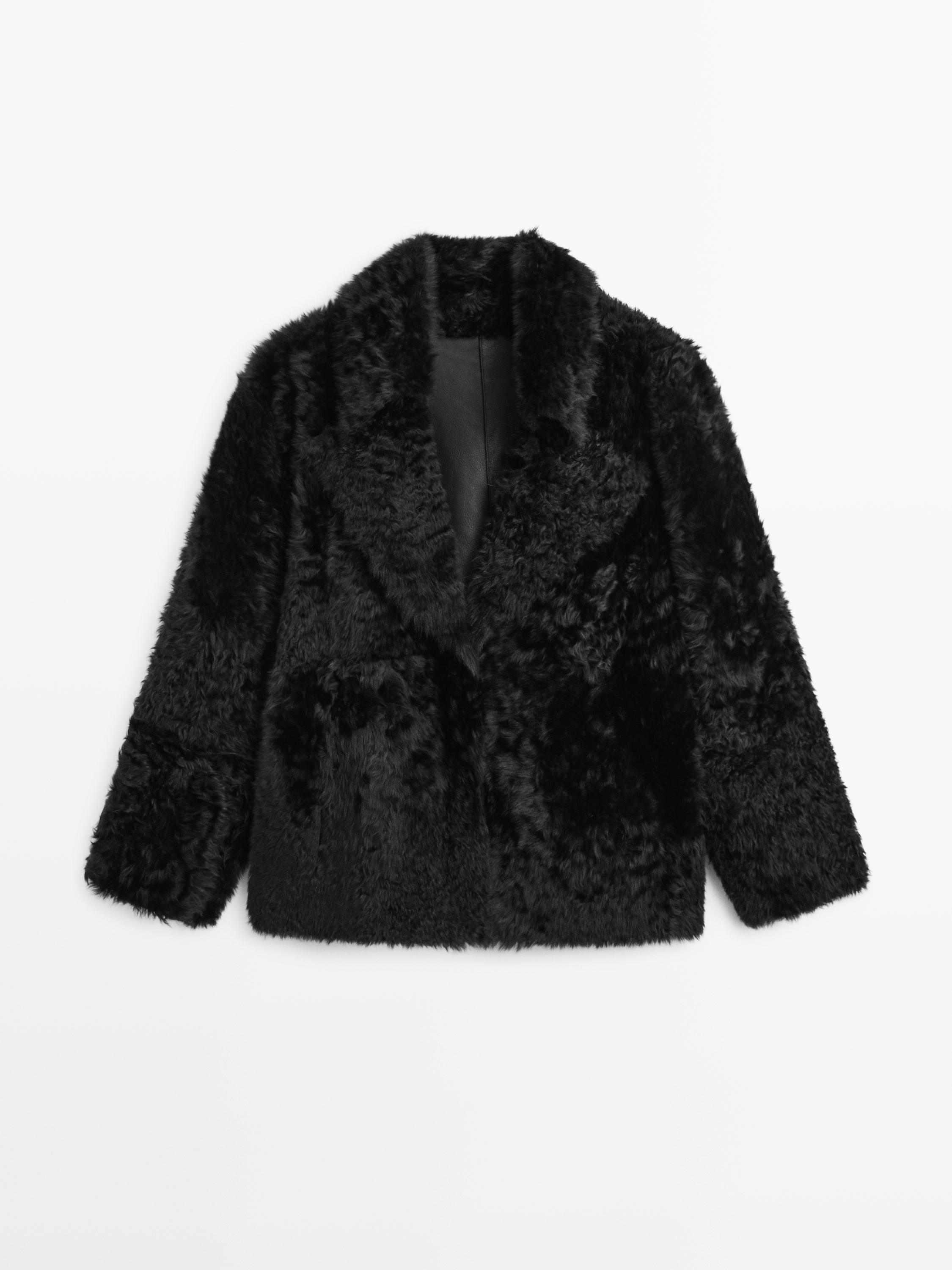 Kabát z ovčej kože s golierom s klopou - STUDIO