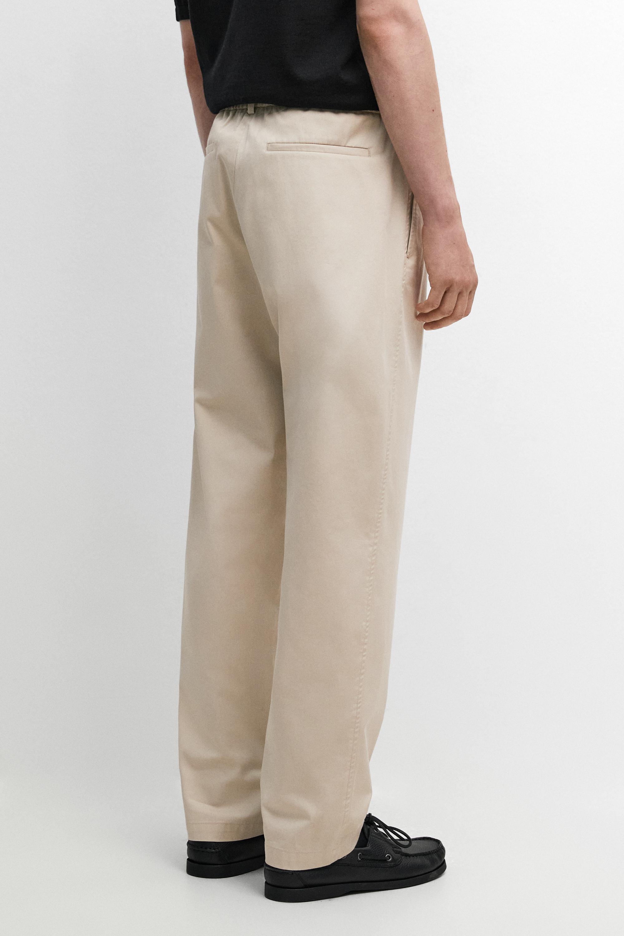 Cotton blend jogger fit pants — BEIGE