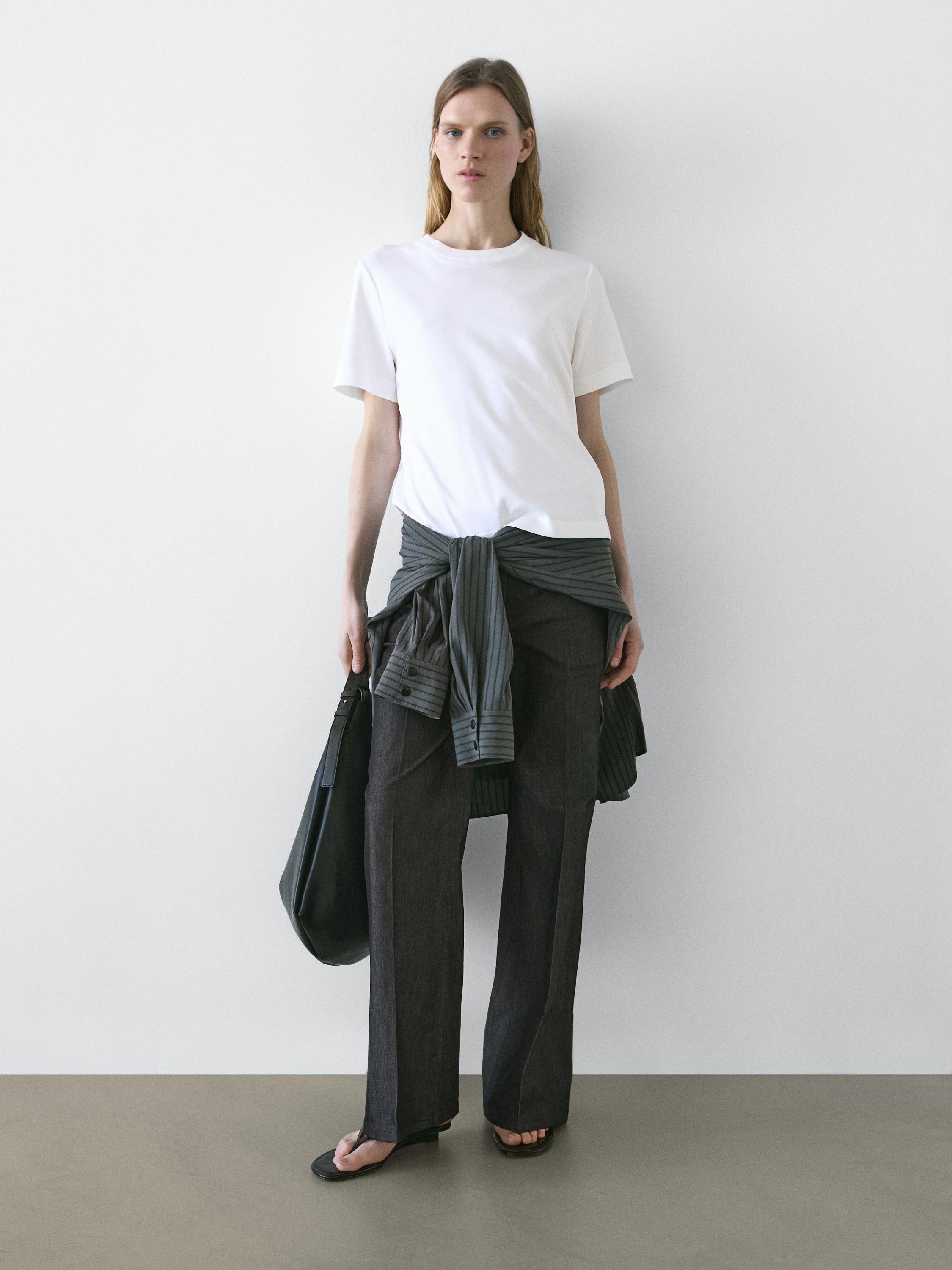 T-shirt interlock col rond 100 % coton