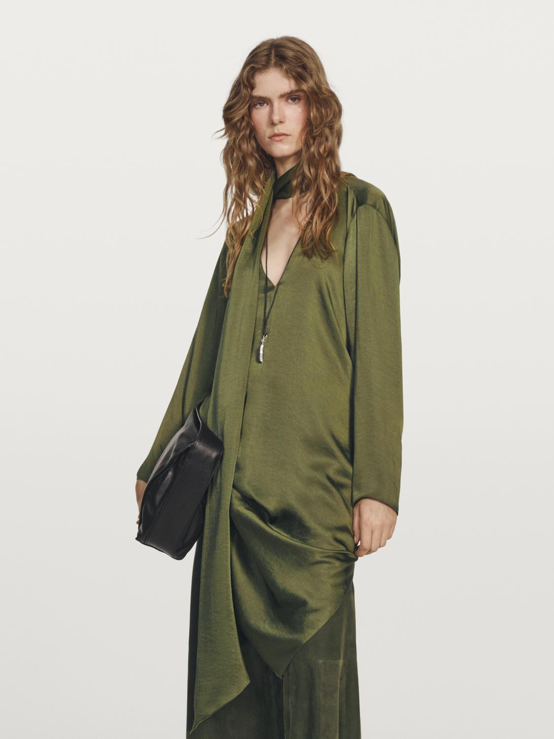 Blouse longue à encolure en V nouée - STUDIO
