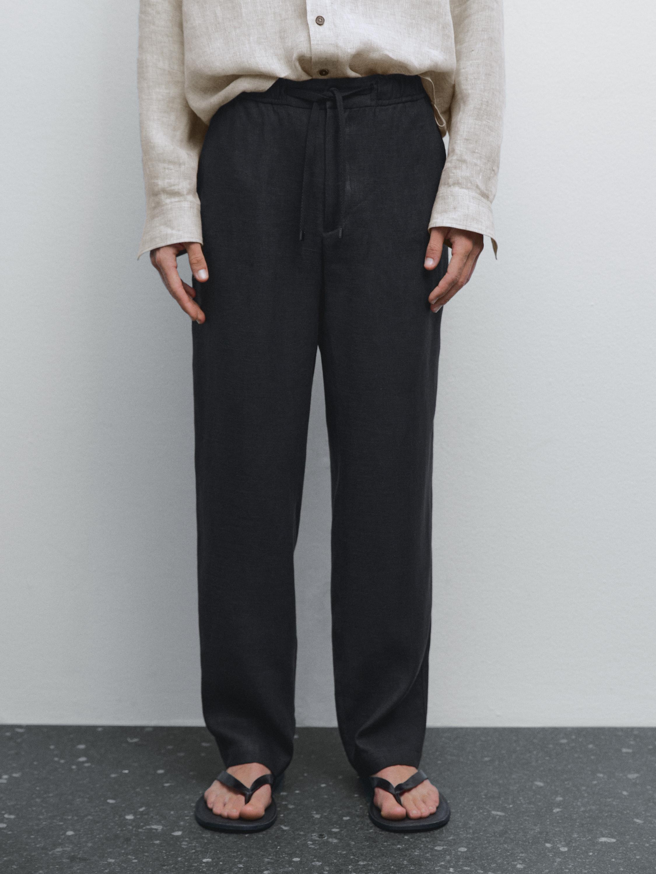 100% linen jogger fit trousers