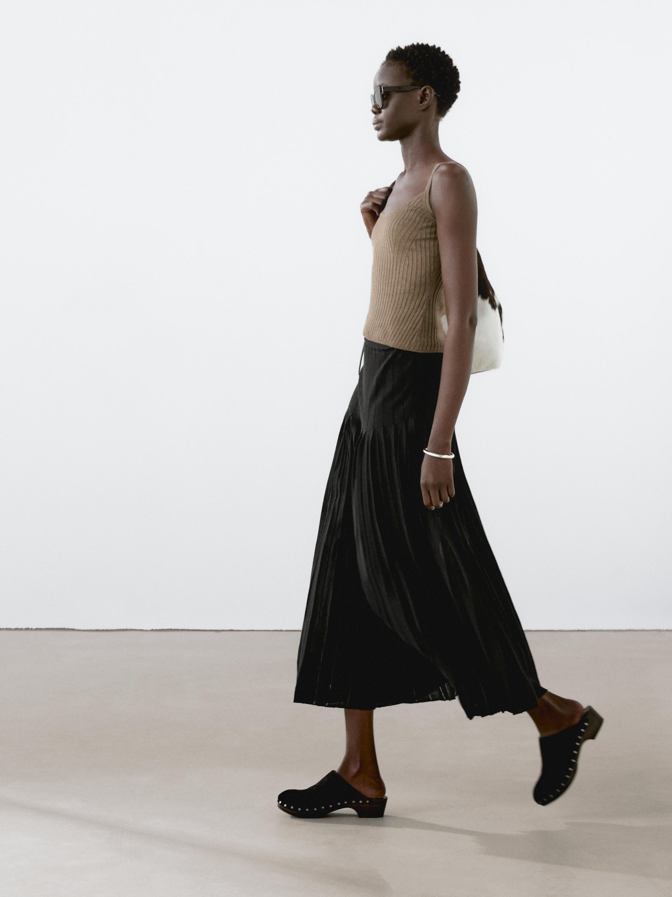 Jupe midi plissée transparences