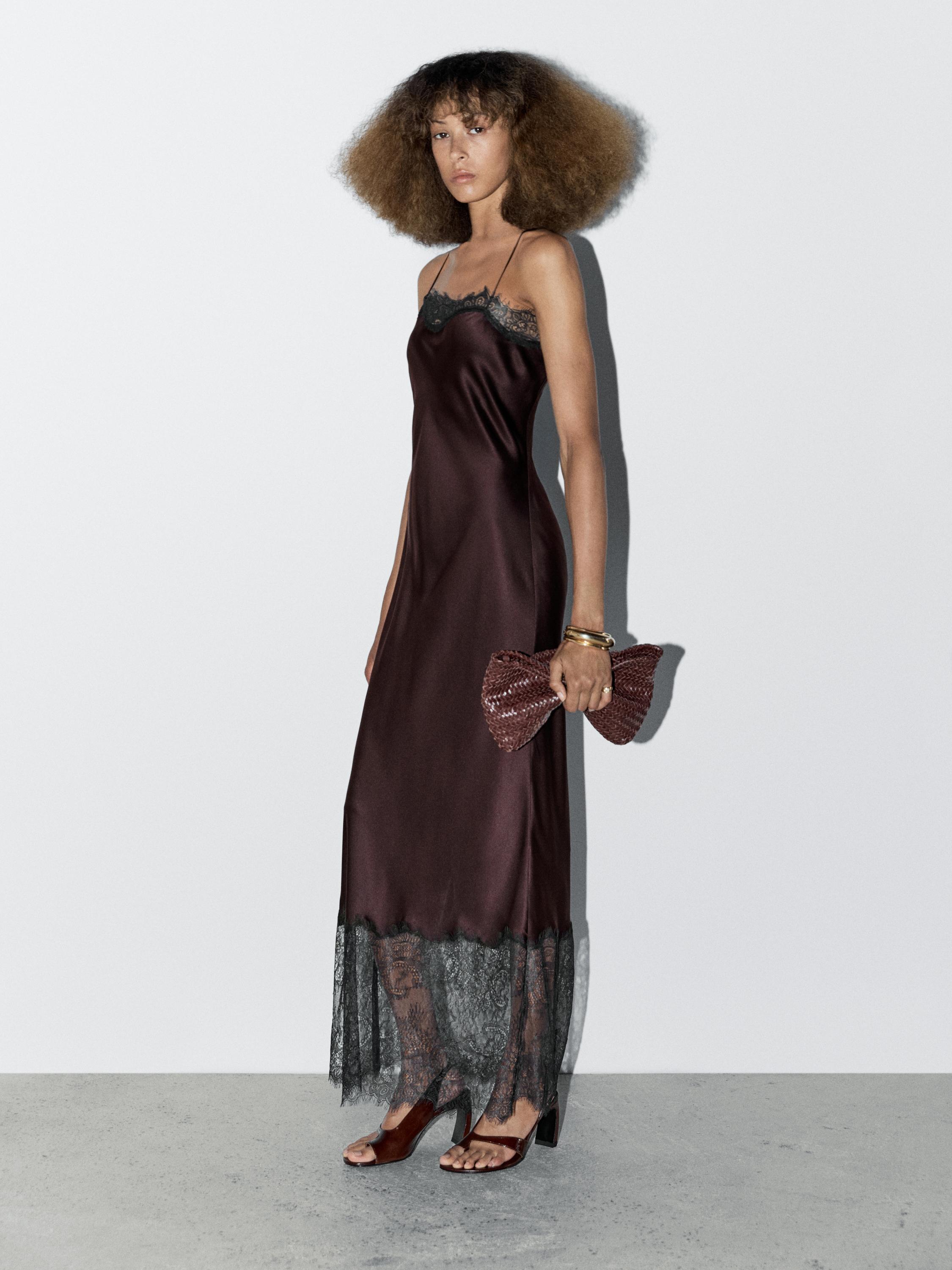 Μακρύ σατινέ φόρεμα σε στιλ lingerie - STUDIO