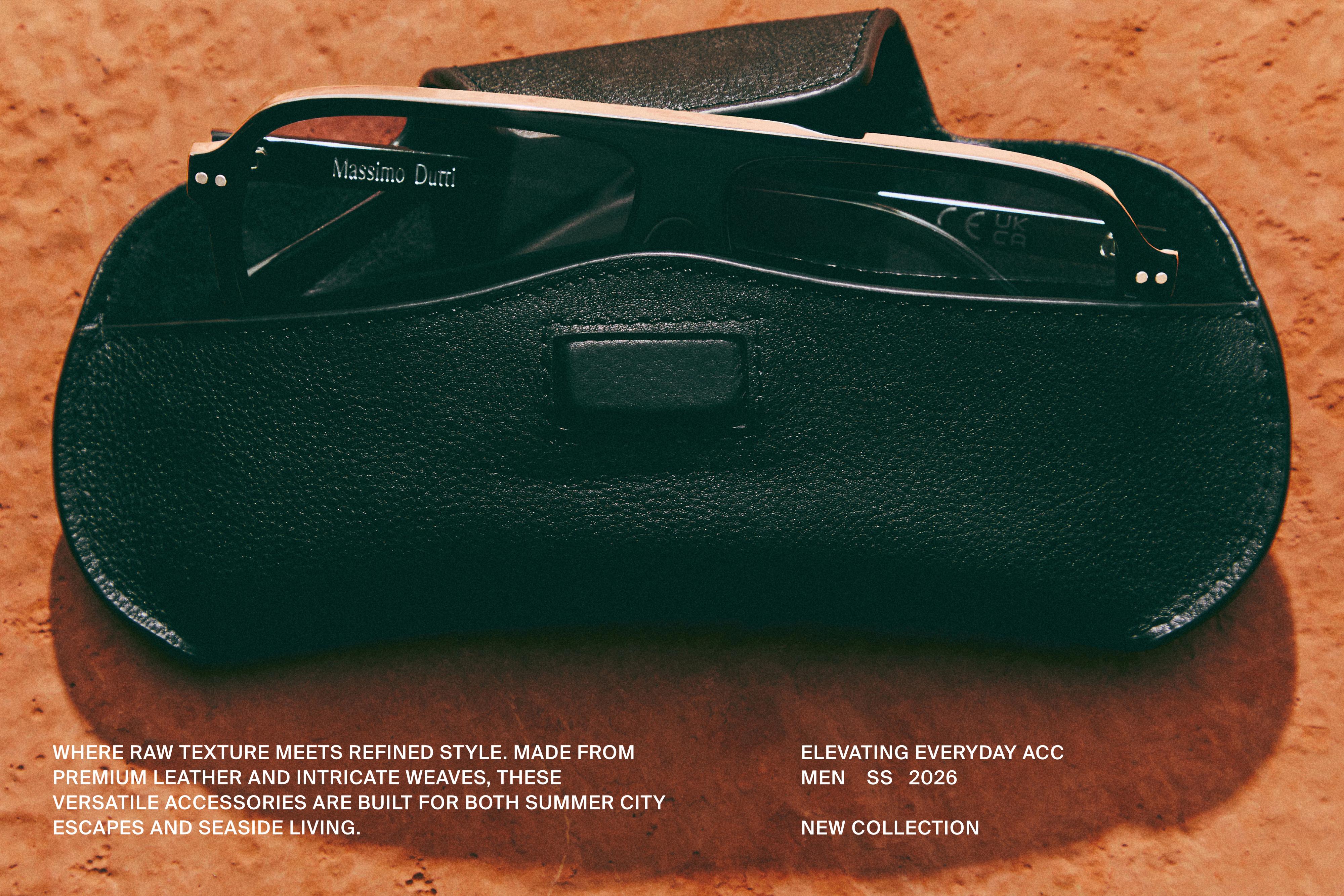 Nappa leather sunglasses case — BLACK