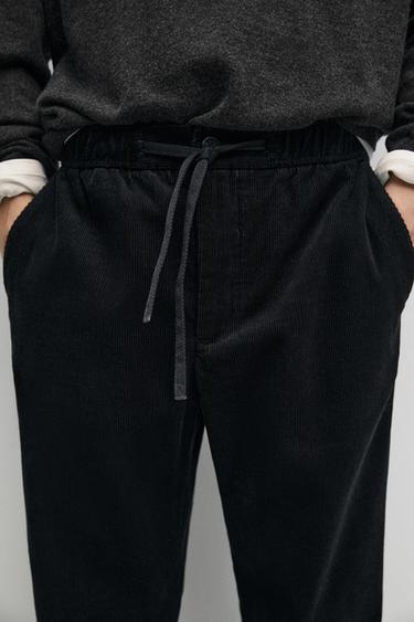Corduroy jogger fit pants — BLACK 8