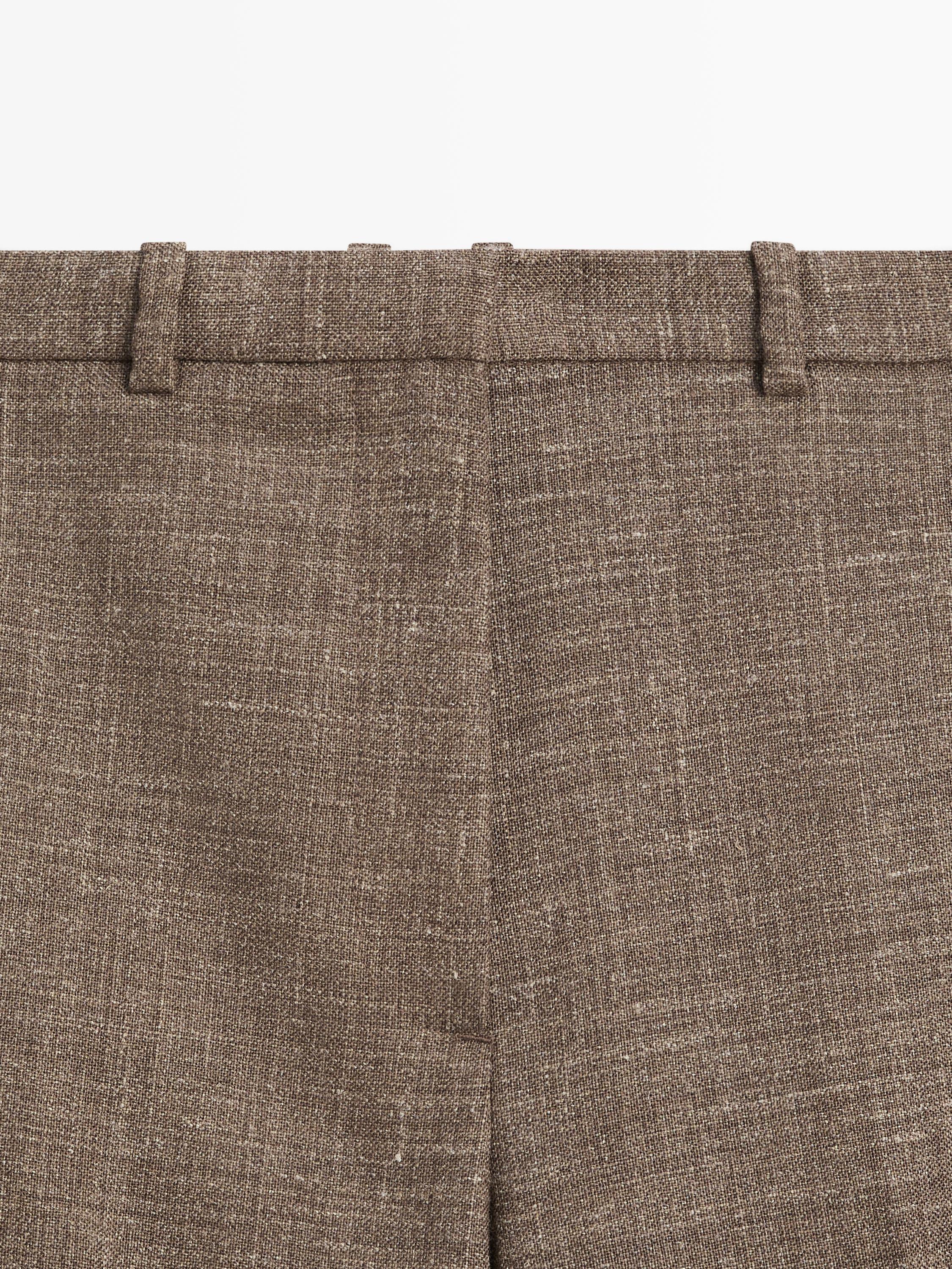 Wide-leg voluminous wool blend trousers — TAUPE GREY