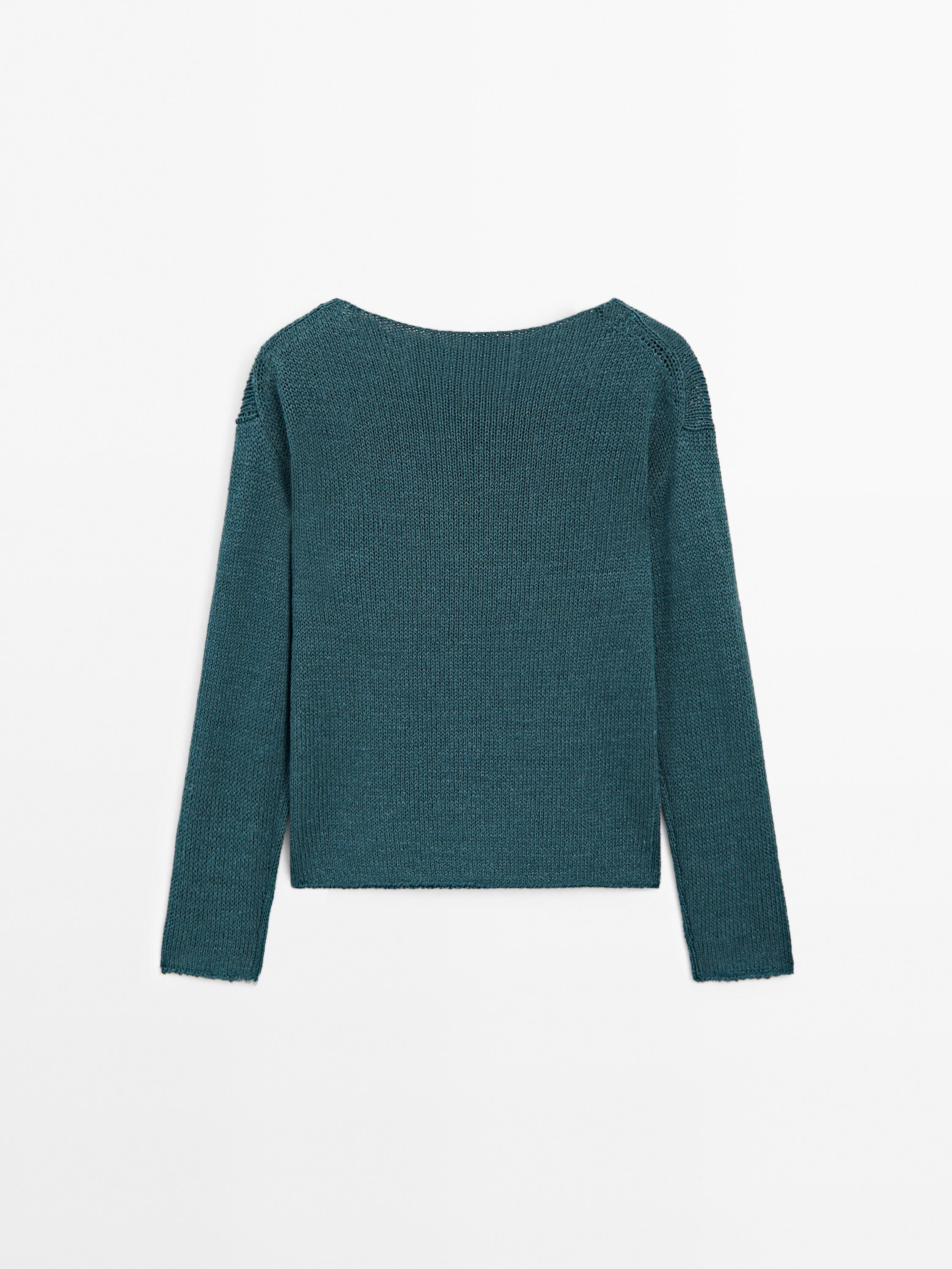 Pullover in maglia misto lino