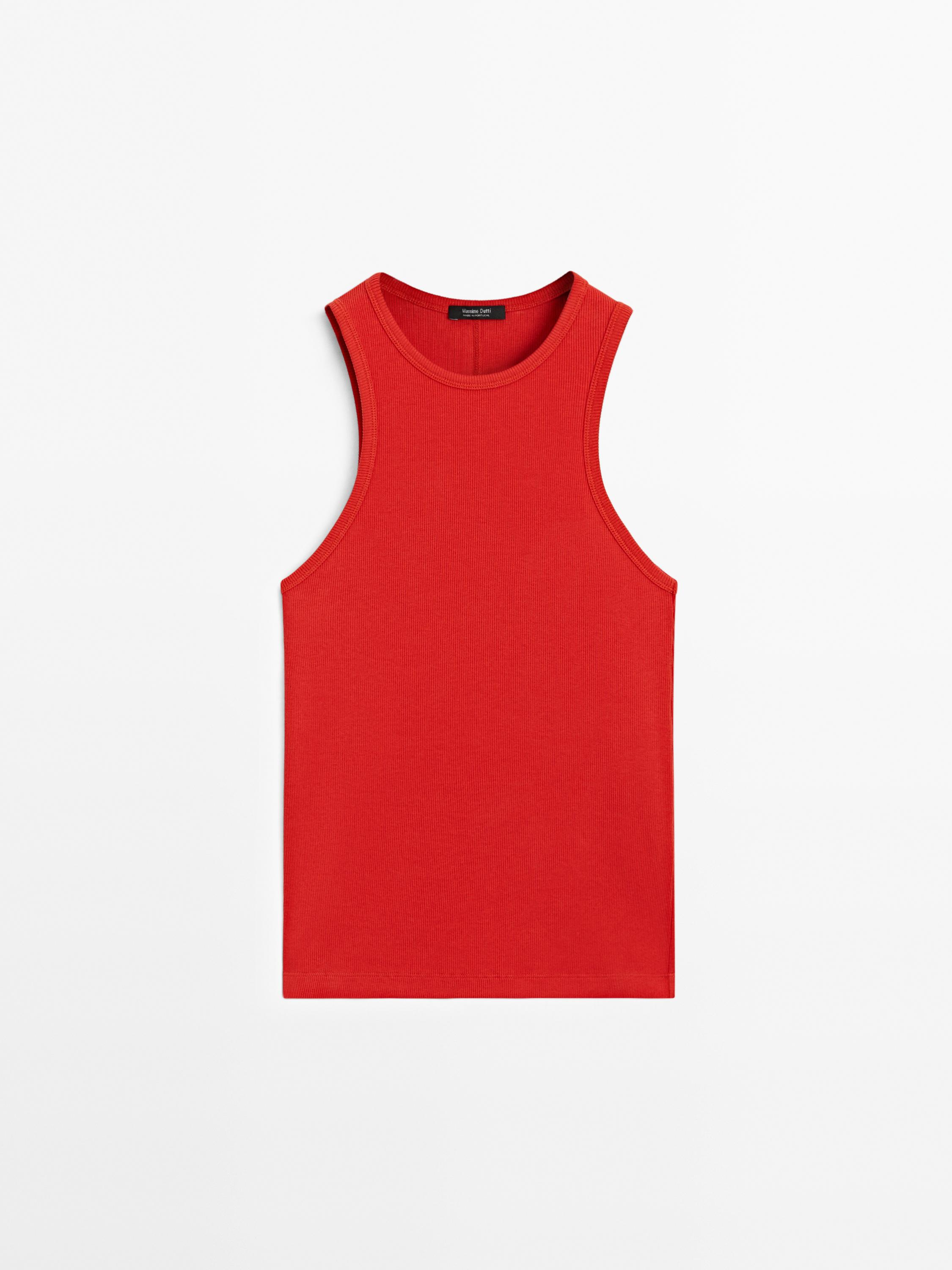 Top con collo halter in misto cotone
