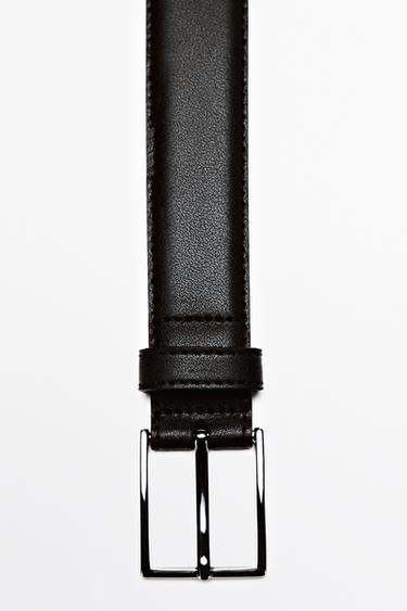Smart nappa leather belt with topstitching — BLACK 5