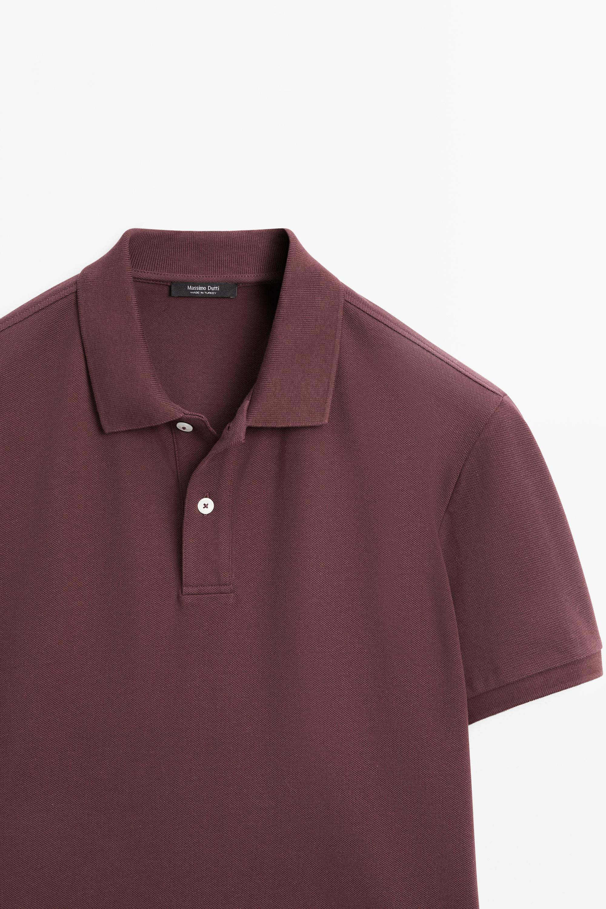 Micro-textured cotton piqué polo shirt — MAROON