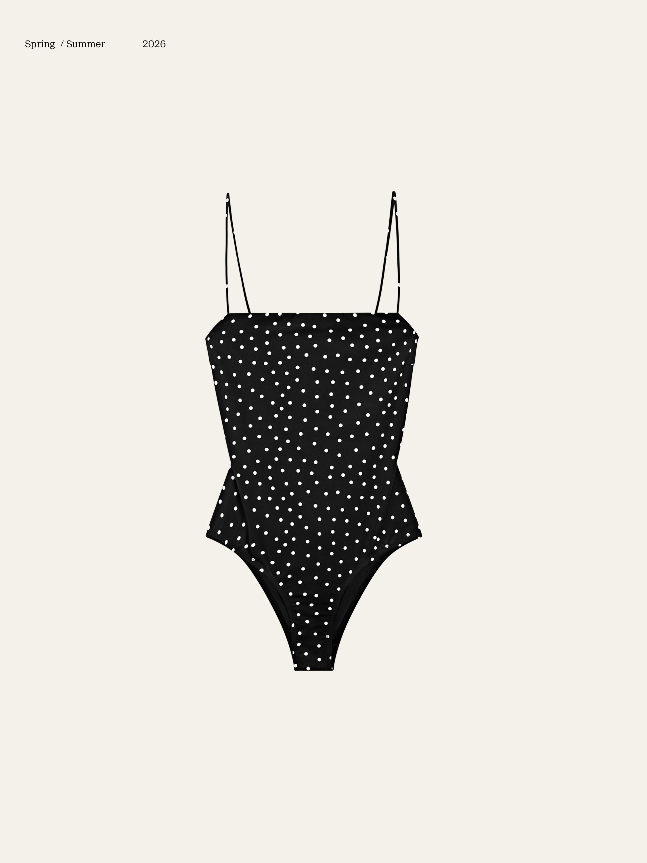 Polka dot print swimsuit — BLACK