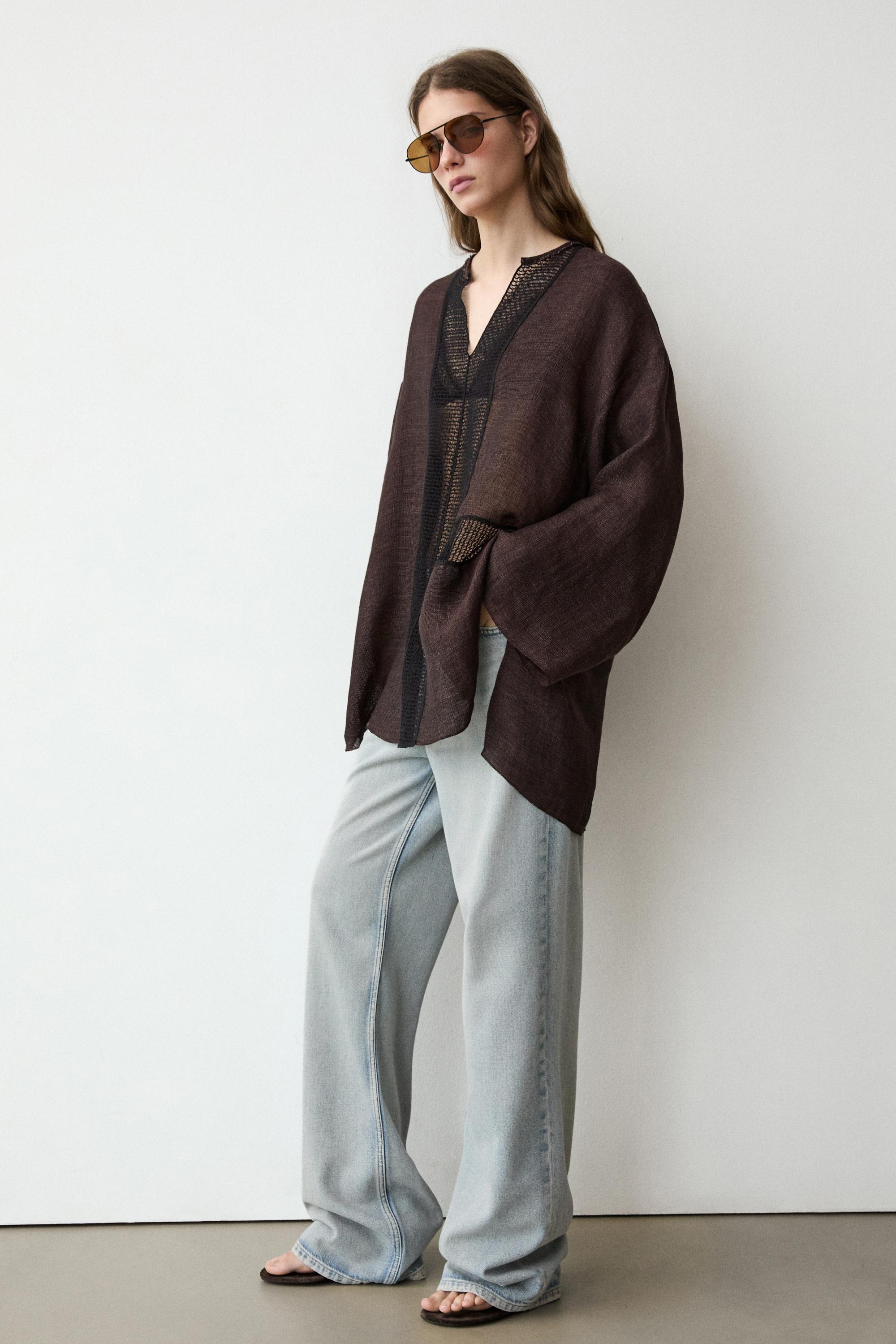 High-waist palazzo jeans — Light Blue