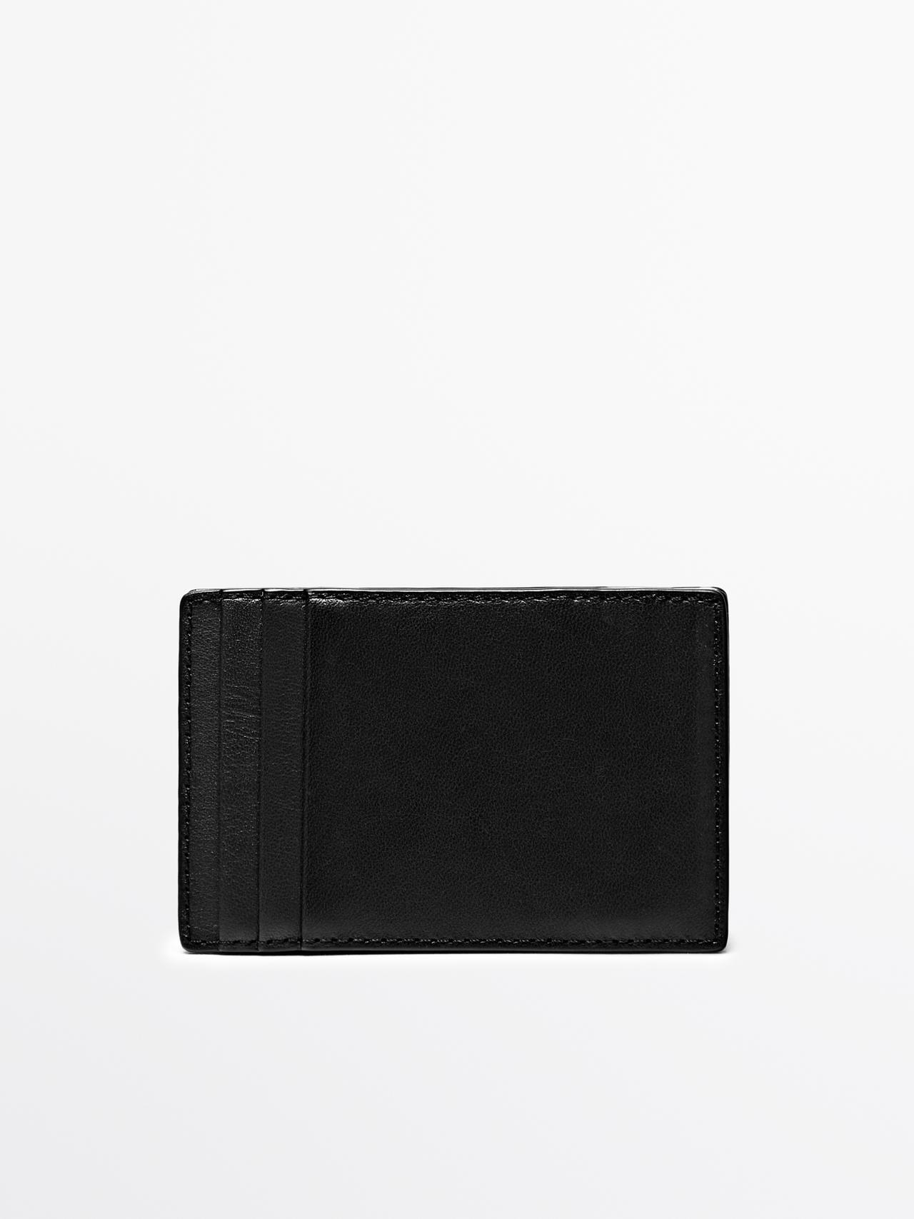 Carteira Vertical Magic" De Pele Napa" - Preto - 01 - Massimo Dutti - Homem