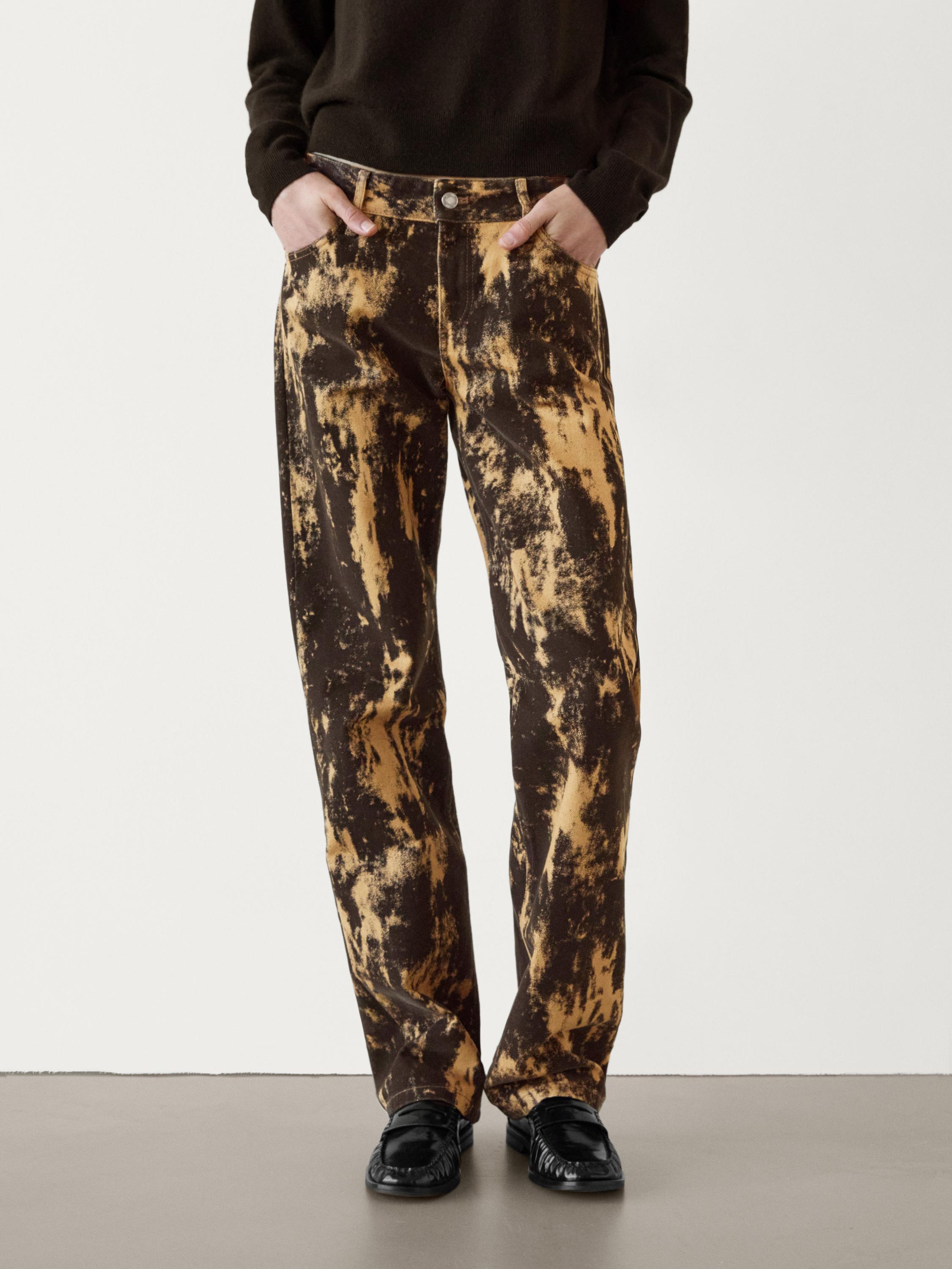 Jean straigth floqué en coton
