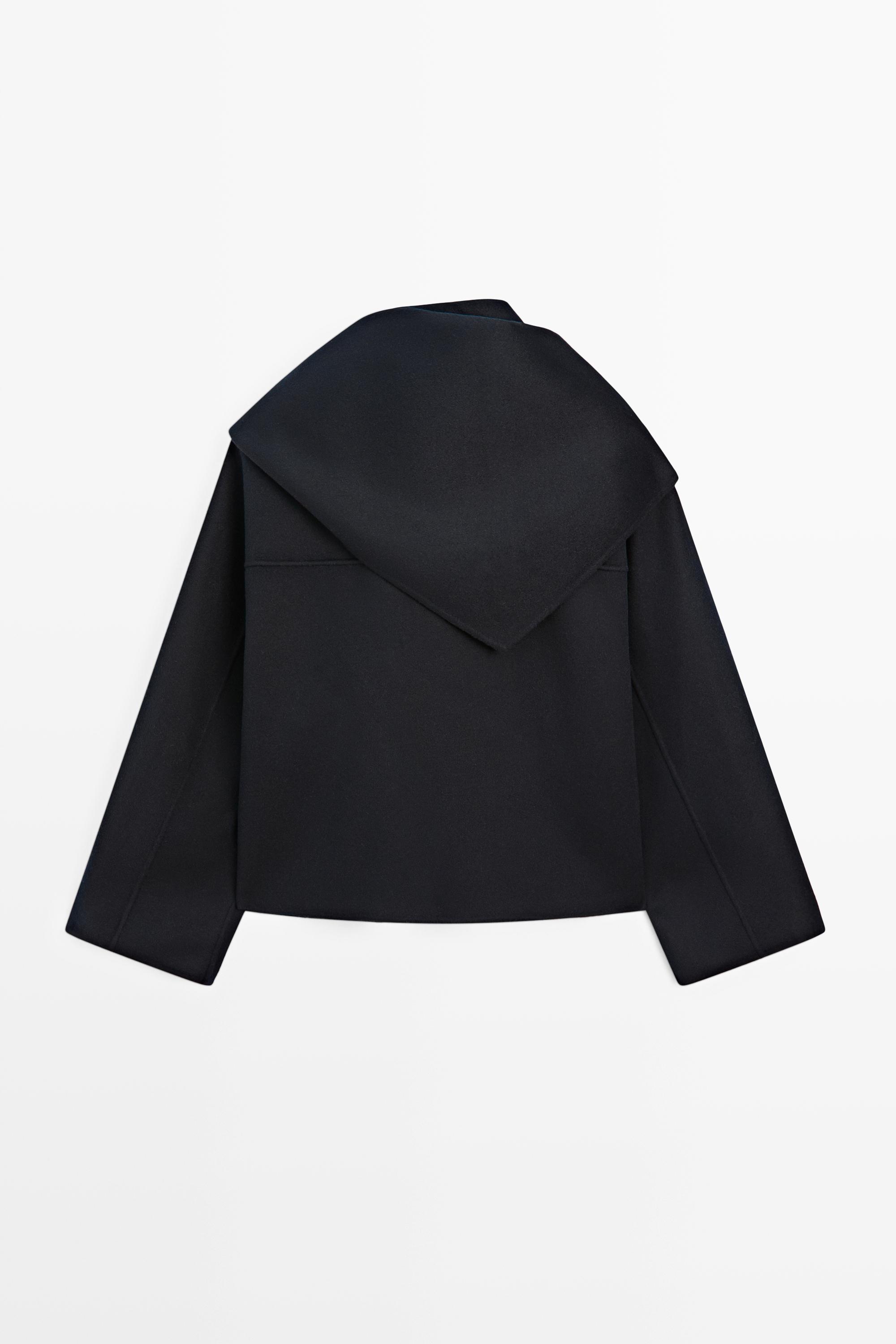 Short coat with scarf detail — NAVY BLUE
