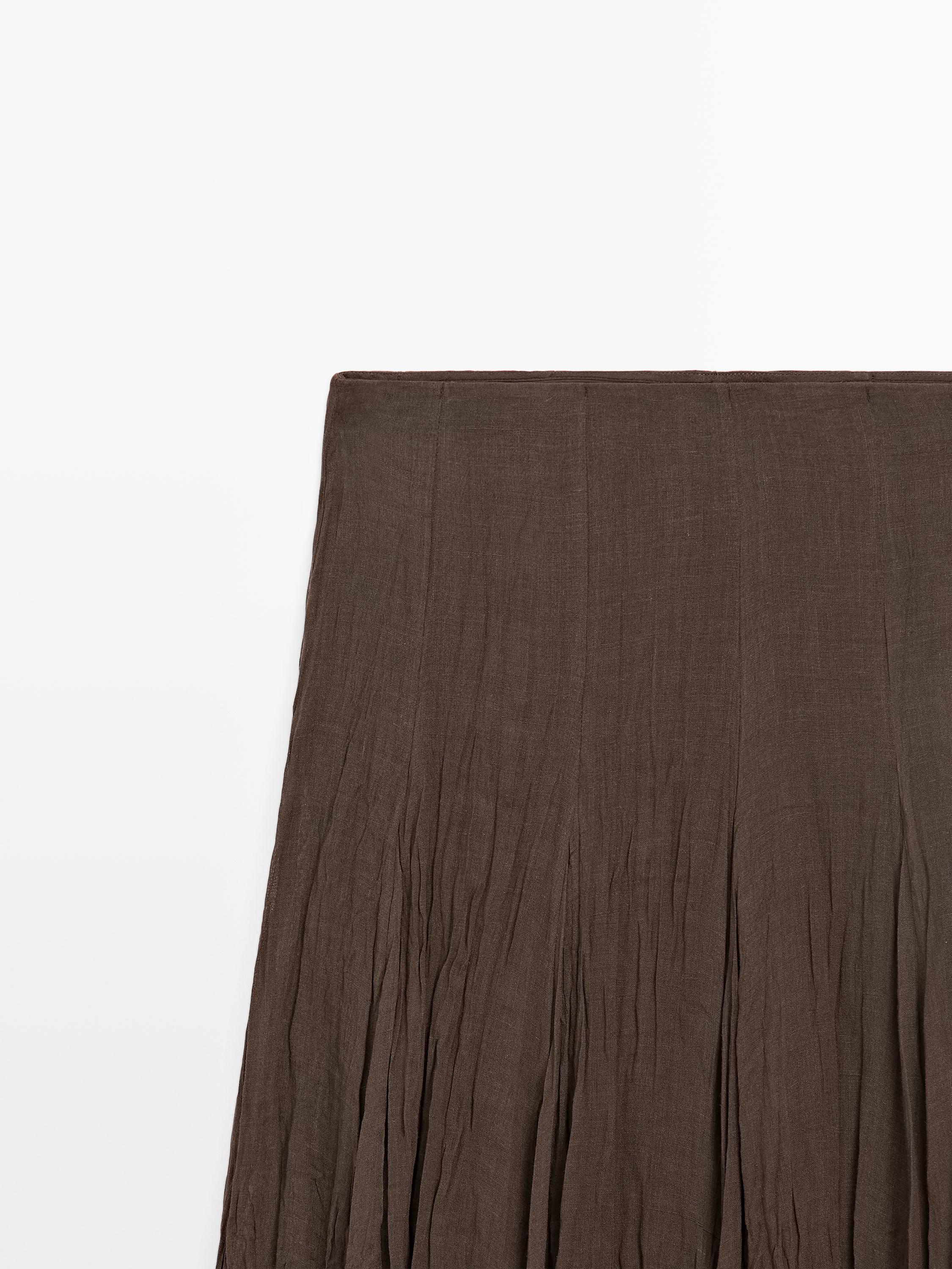 Flowing godet midi skirt — Chocolate