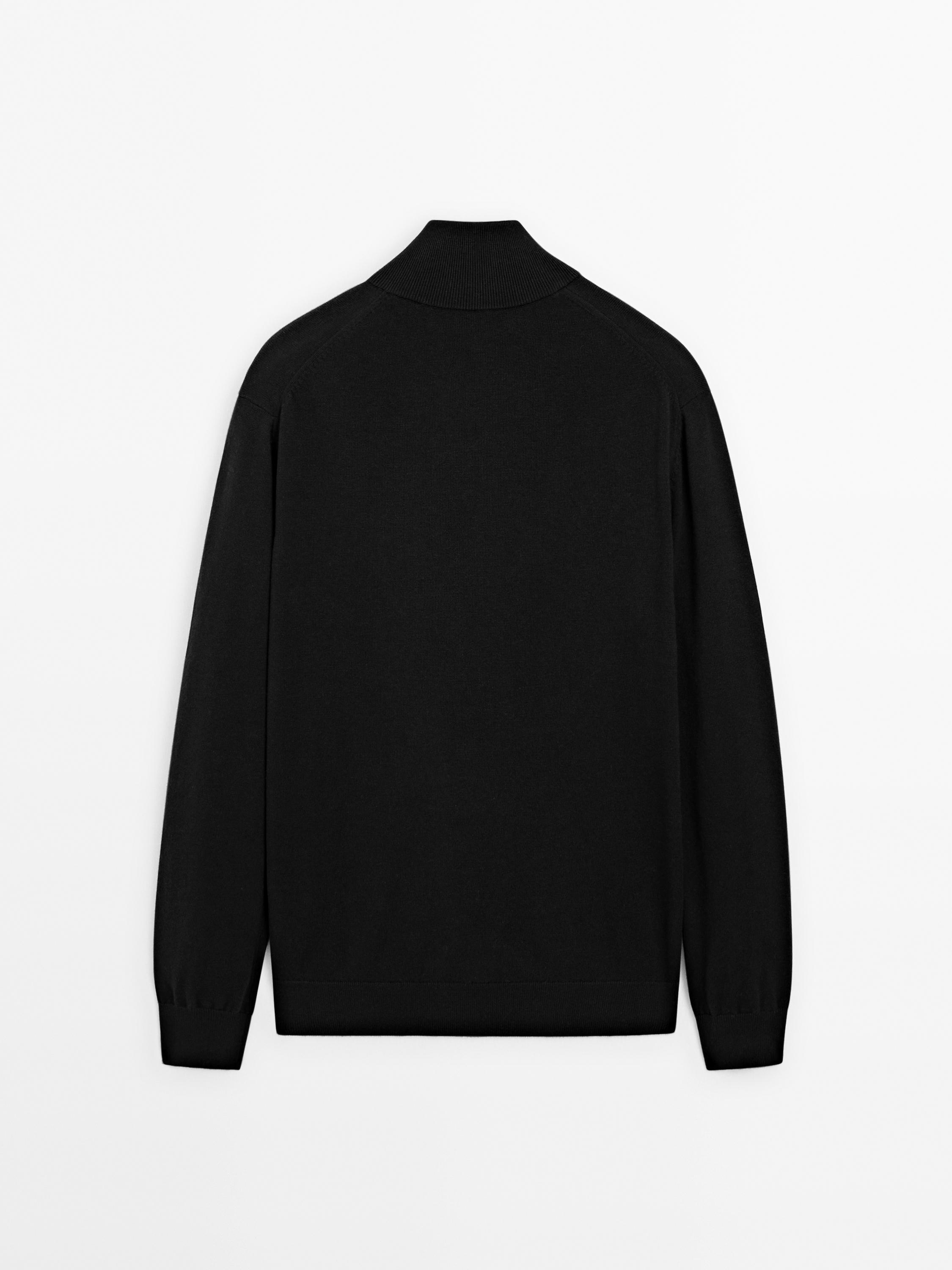 Cotton blend zip-up knit cardigan
