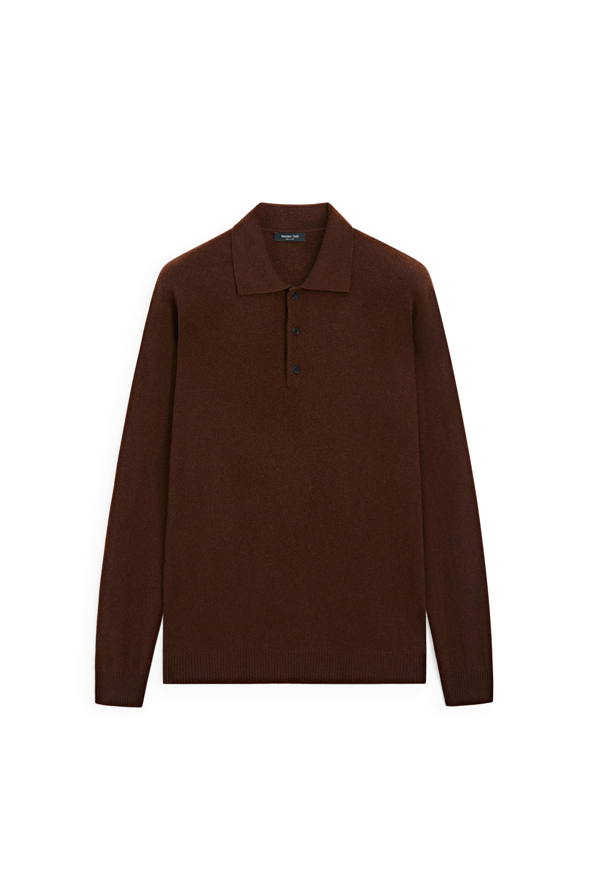 Wool cashmere blend polo sweater — BRANDY