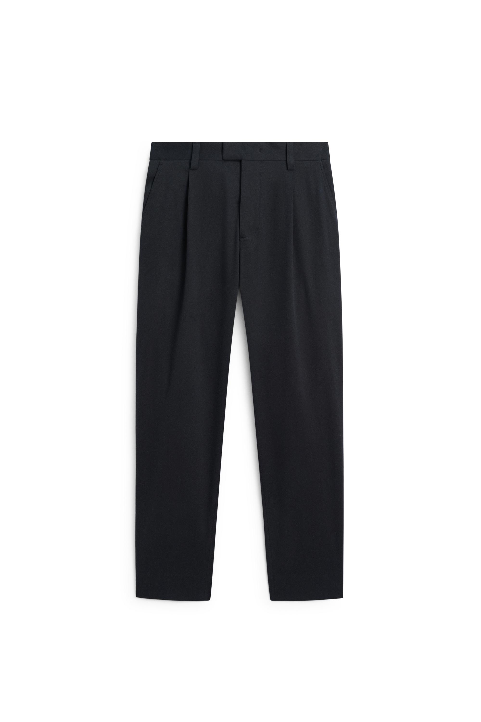 Cotton blend darted trousers — NAVY BLUE