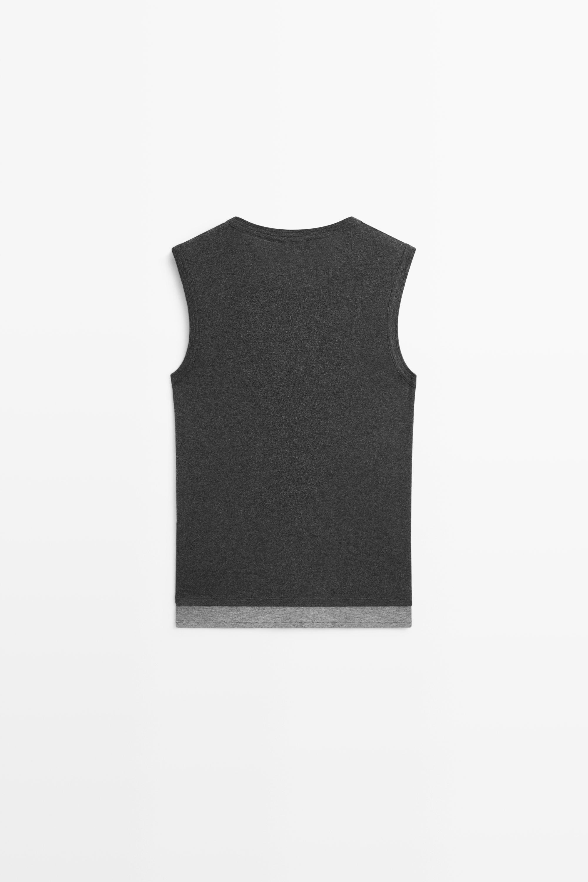 Wool blend double-layer T-shirt — DARK GREY