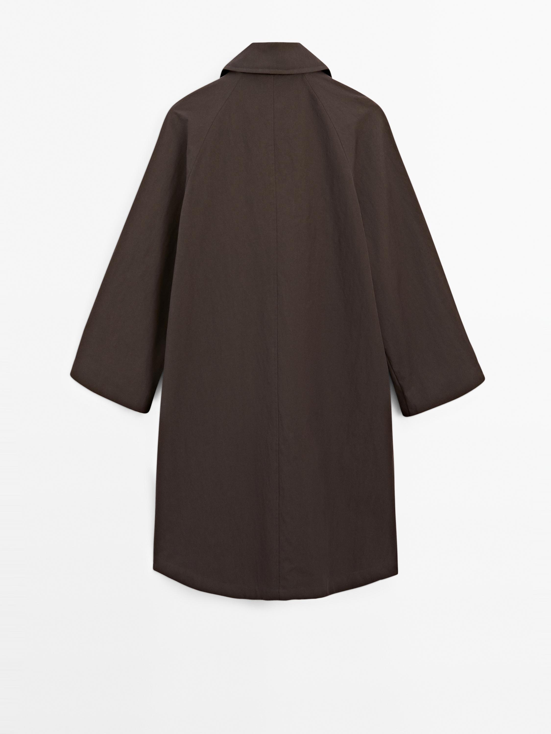 Cotton blend trench coat with corduroy detail