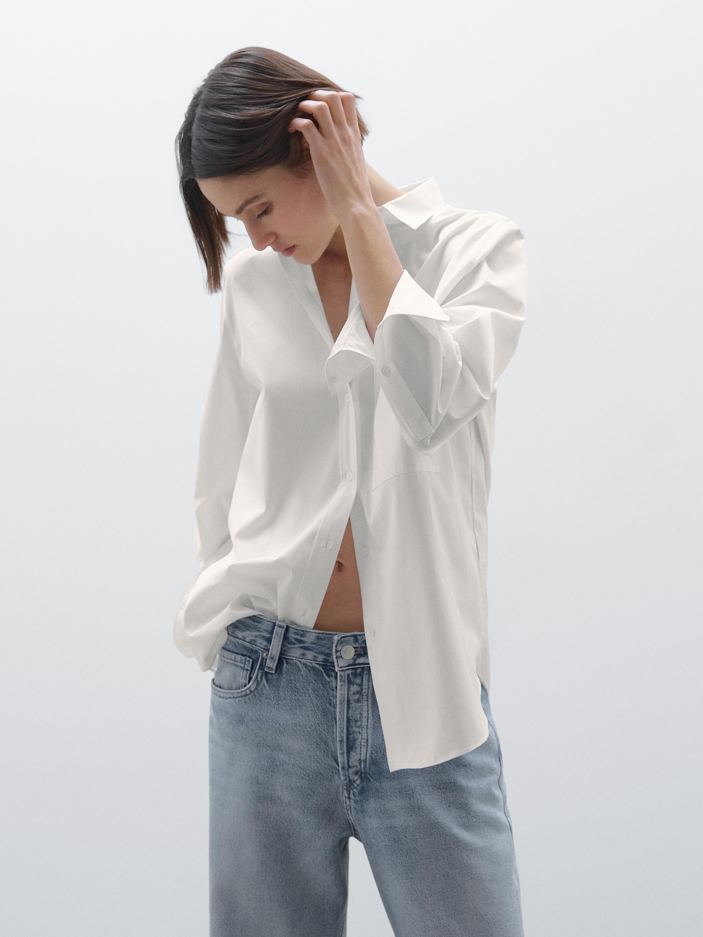 100% cotton poplin shirt with pocket