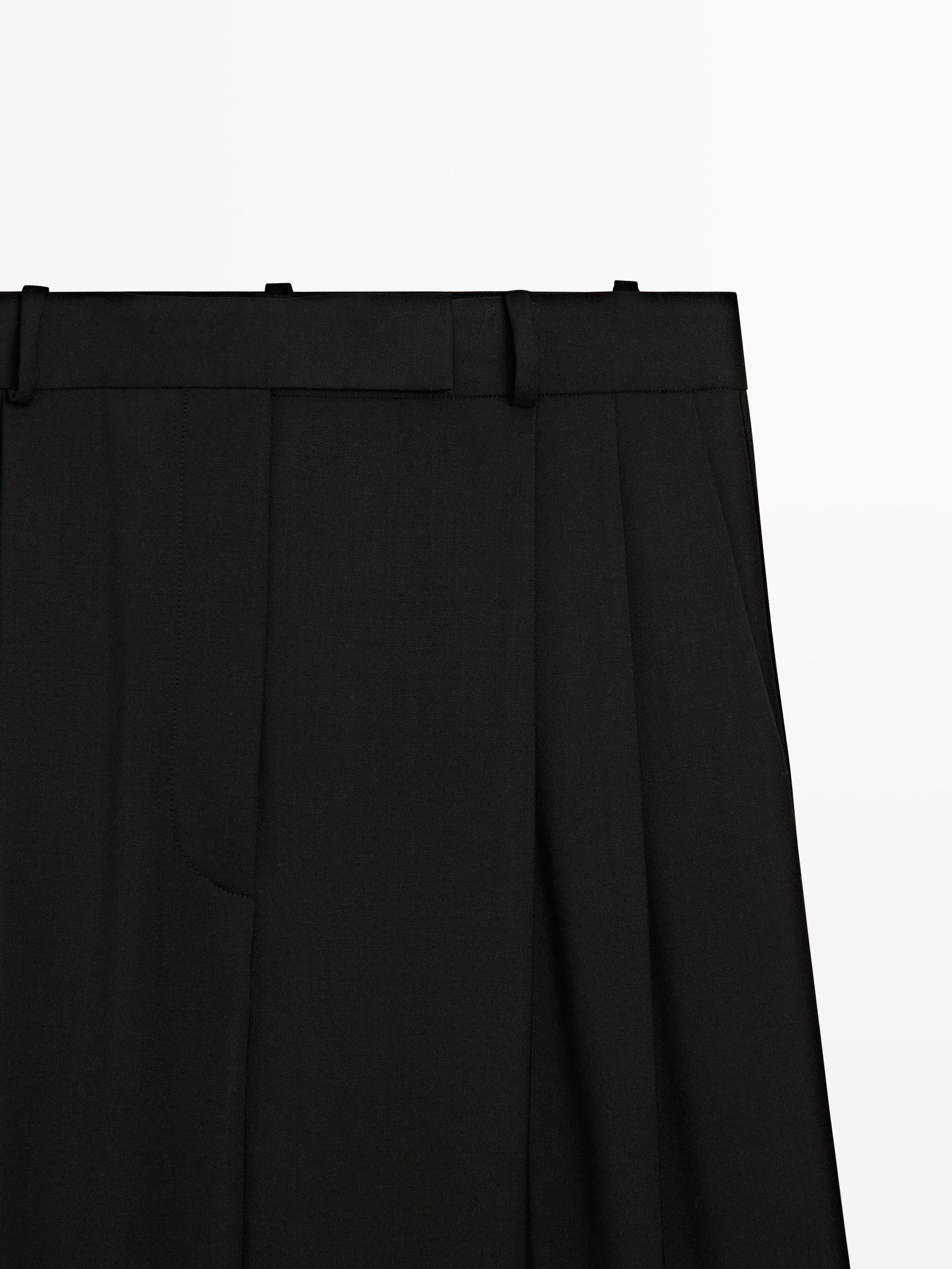 Wide-leg trousers with darts - STUDIO — BLACK
