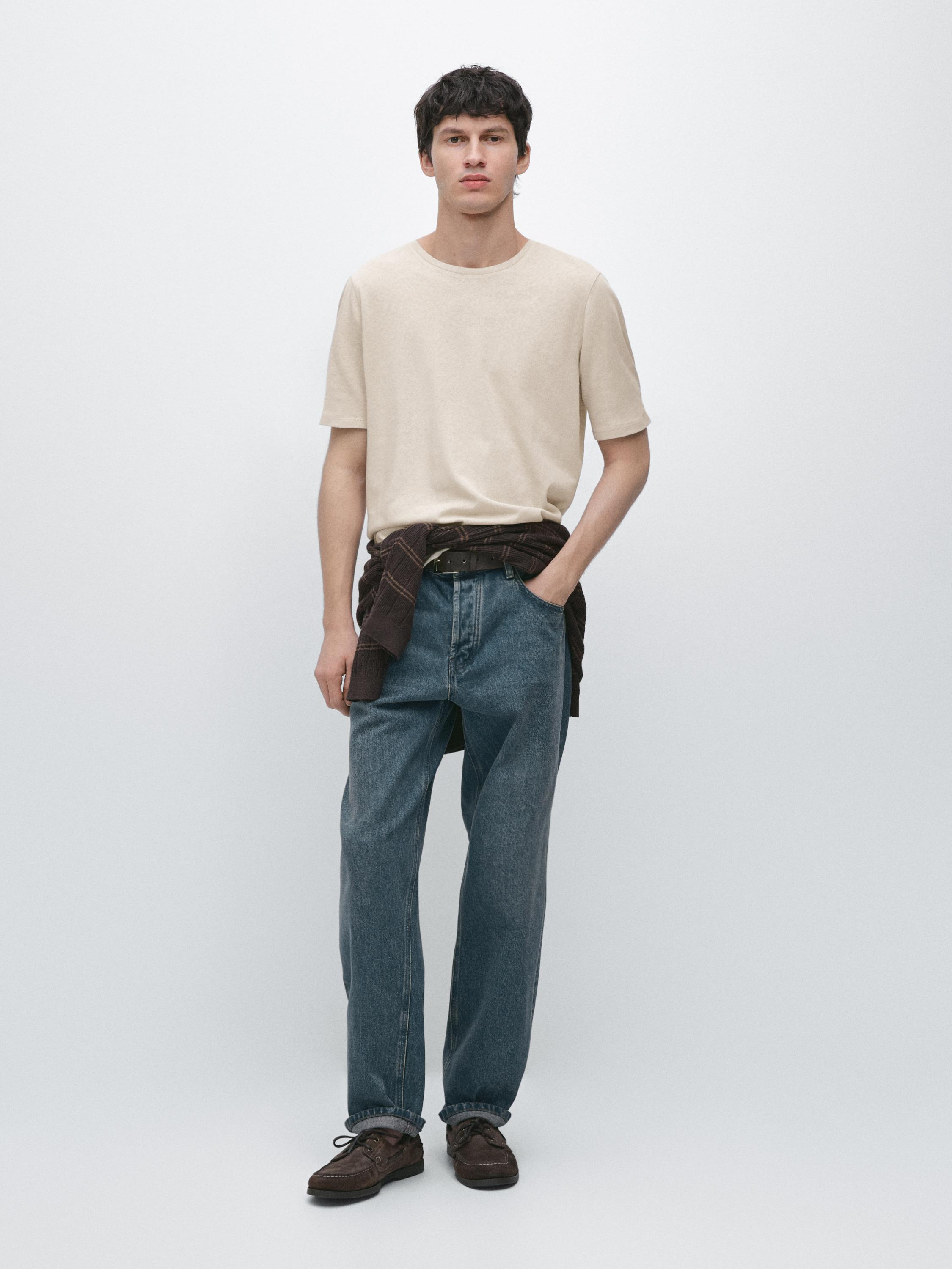 Short sleeve linen blend T-shirt