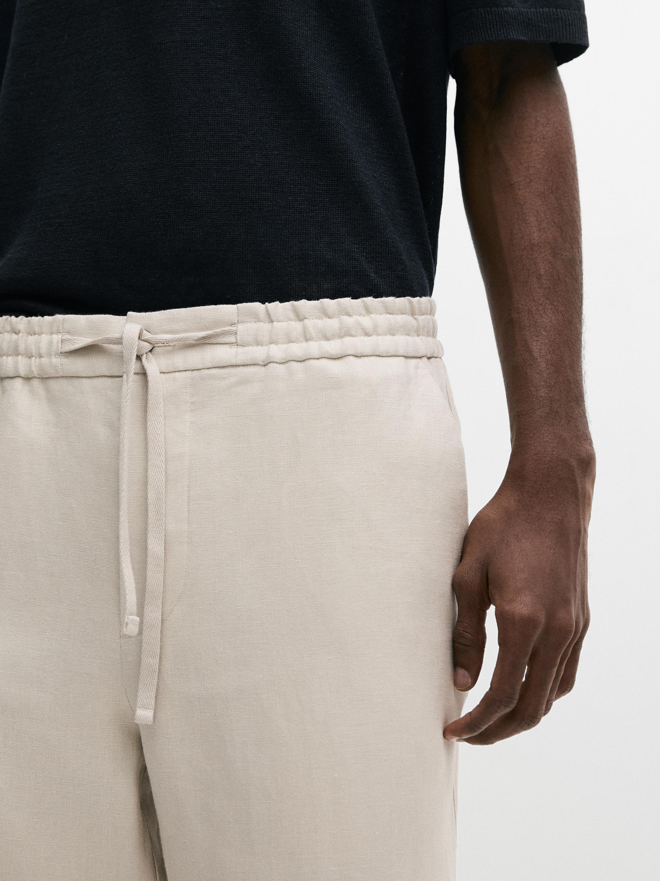 100% linen joggers — BEIGE