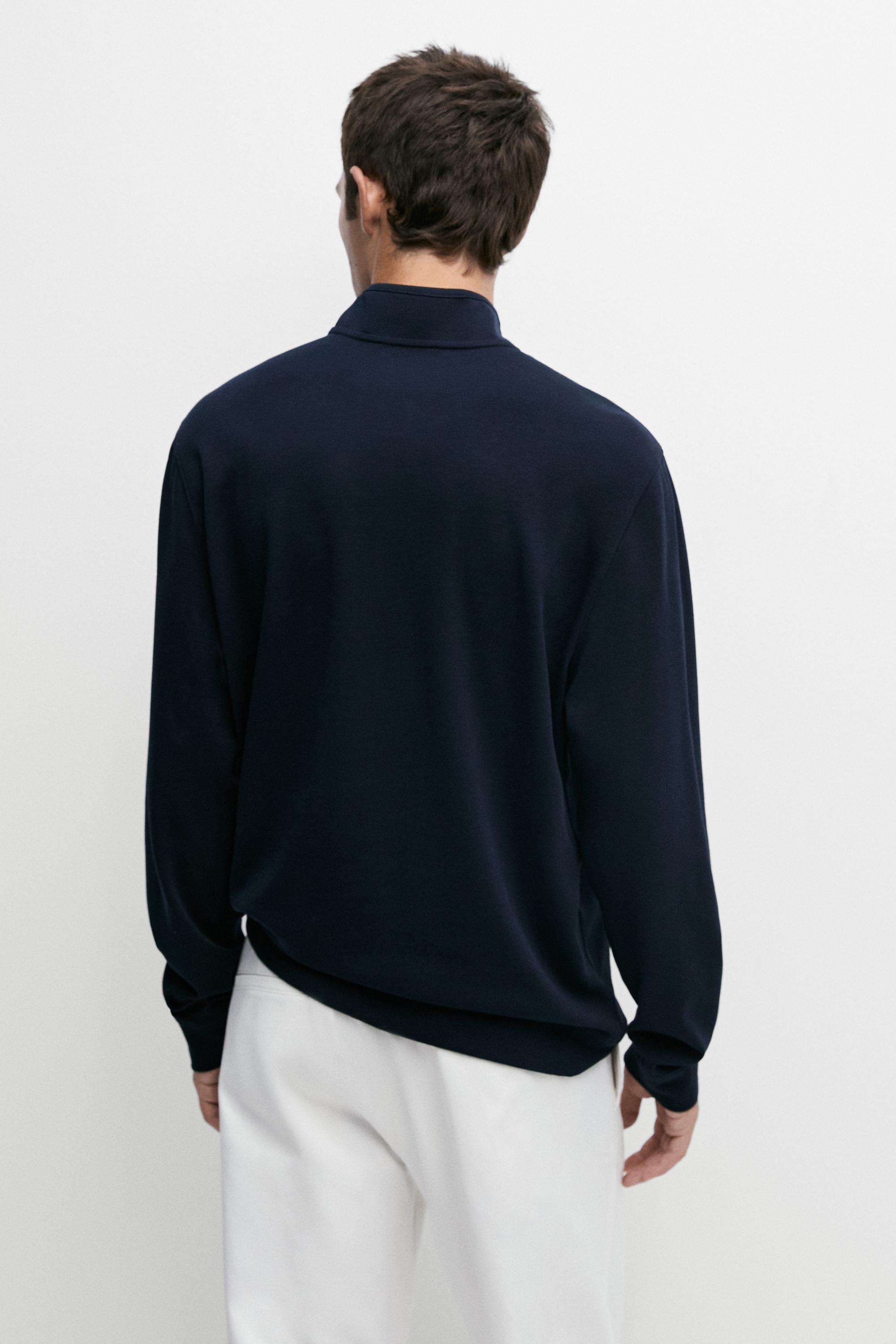 Massimo Dutti Pamuk ve ipek karışımlı dik yaka triko kazak görsel 8