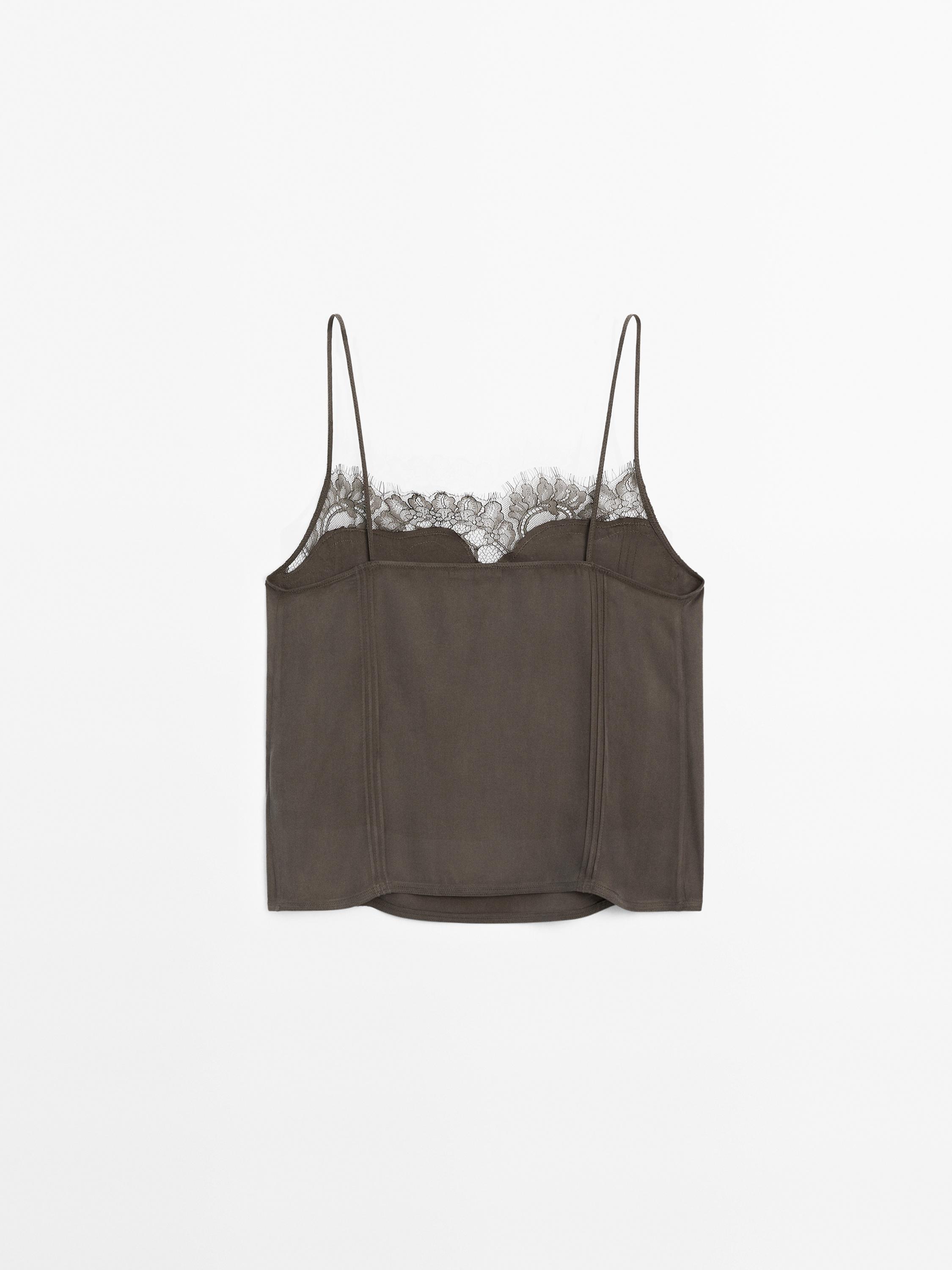 Strappy lace-trimmed top