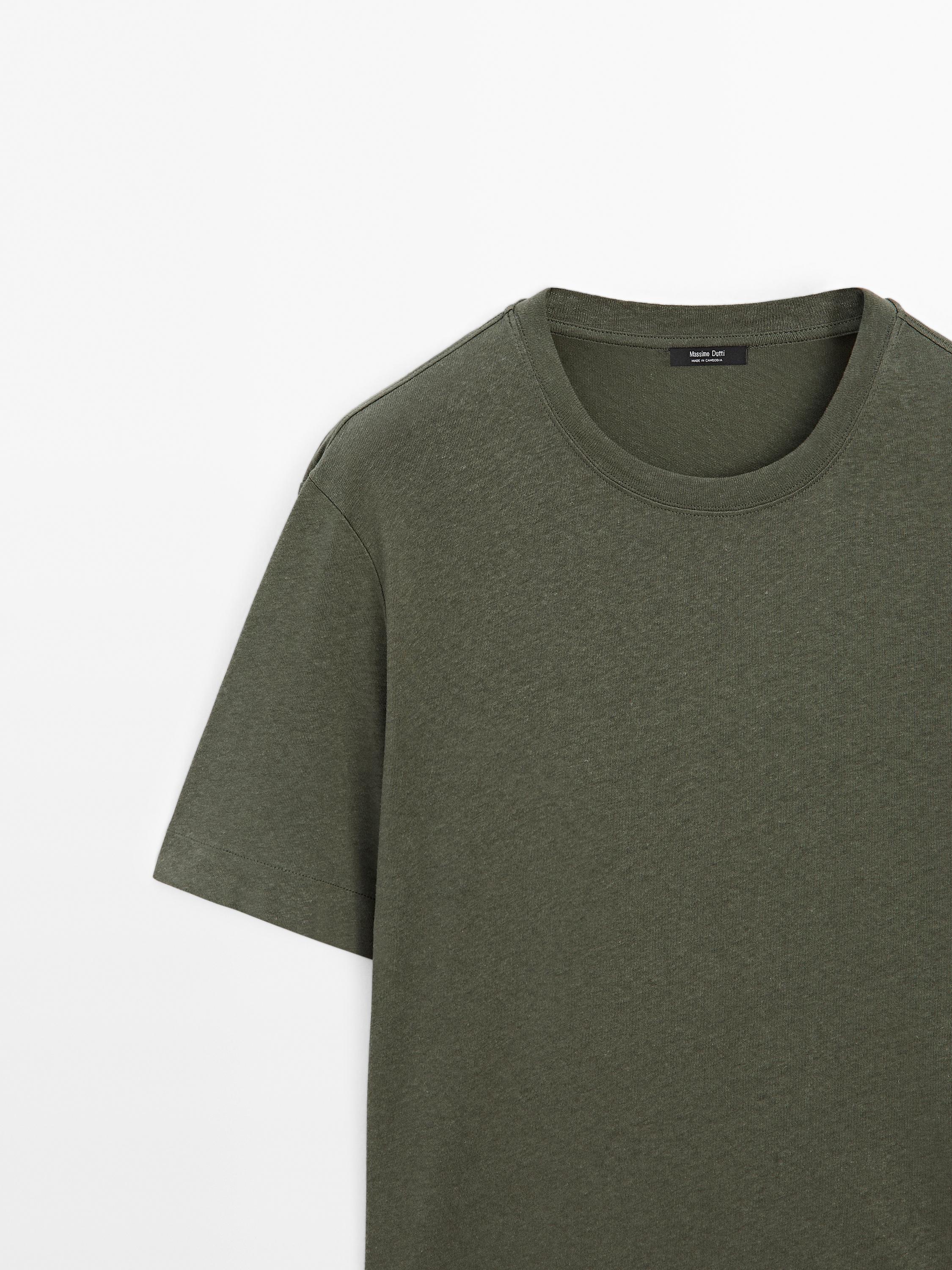 Short-sleeved T-shirt with linen
