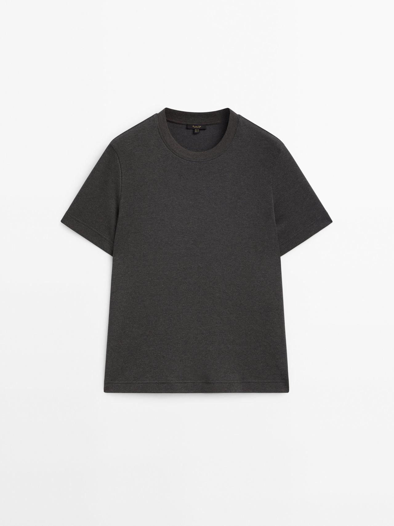 Massimo Dutti - Dame - Kortærmet T-Shirt I 100 % Bomuld - Koksgrå - Xs