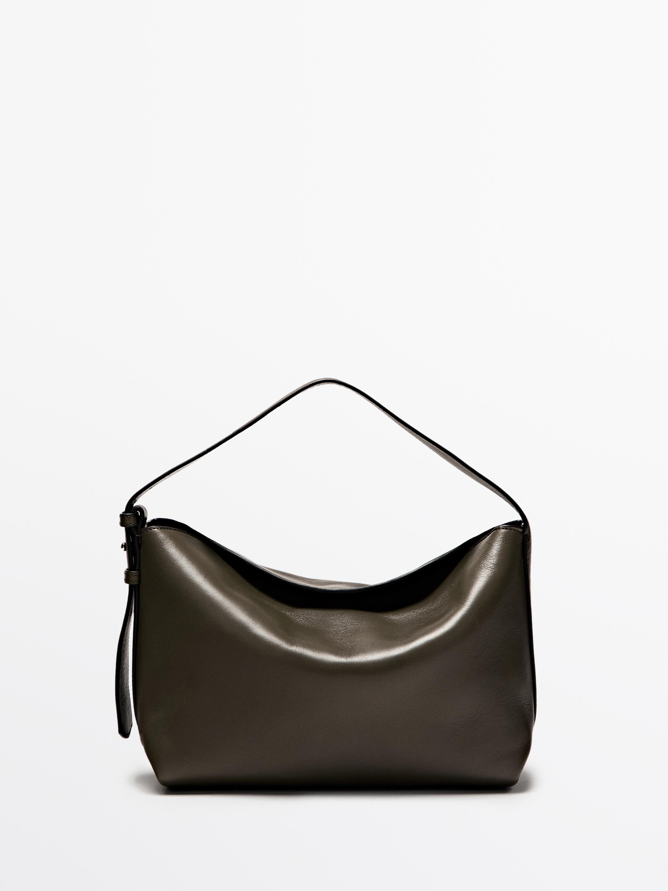 Small nappa leather shoulder bag — KHAKI