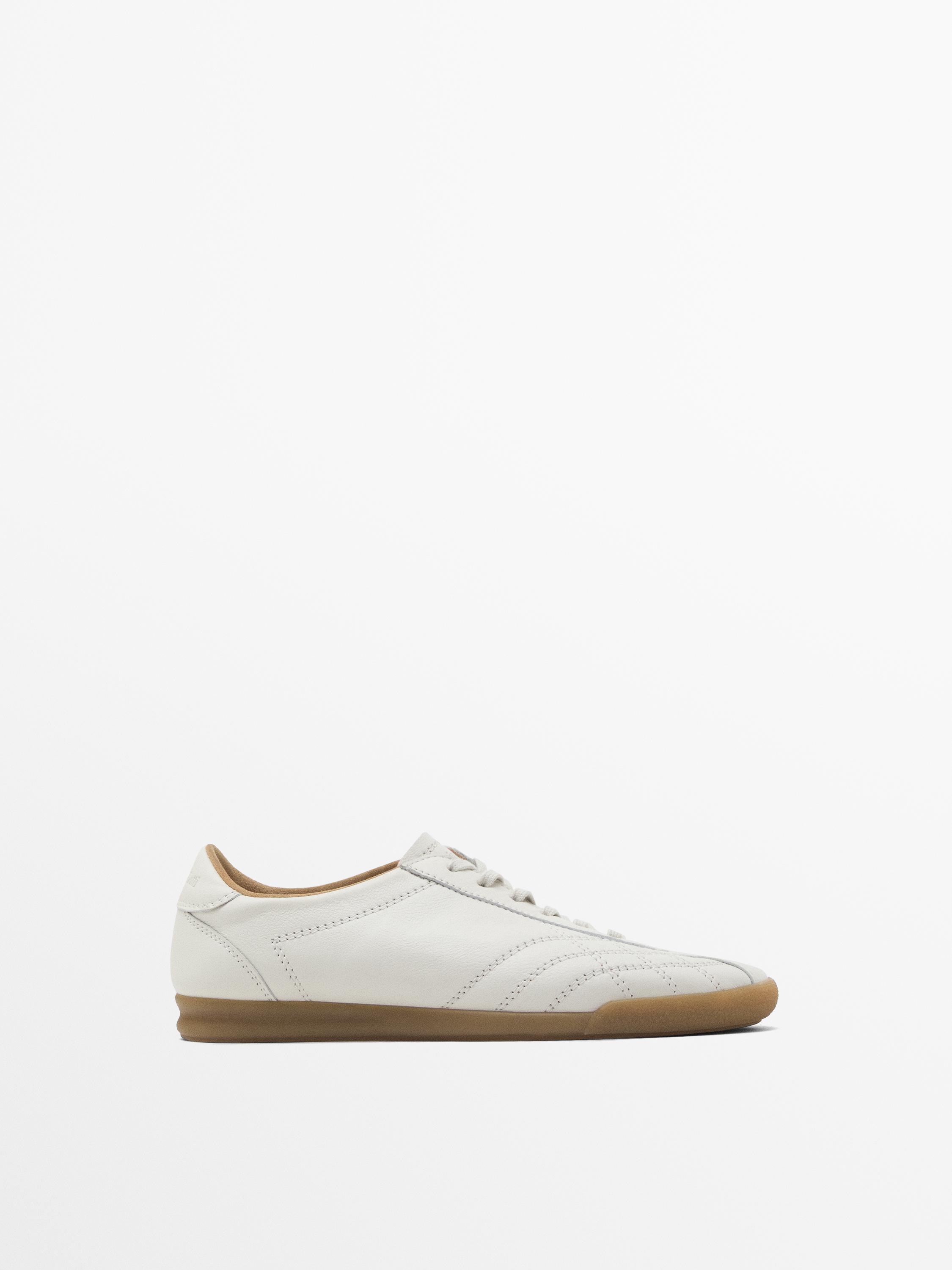 Weiße Sneaker mit Steppnähten · Weiss · Schuhe Massimo Dutti