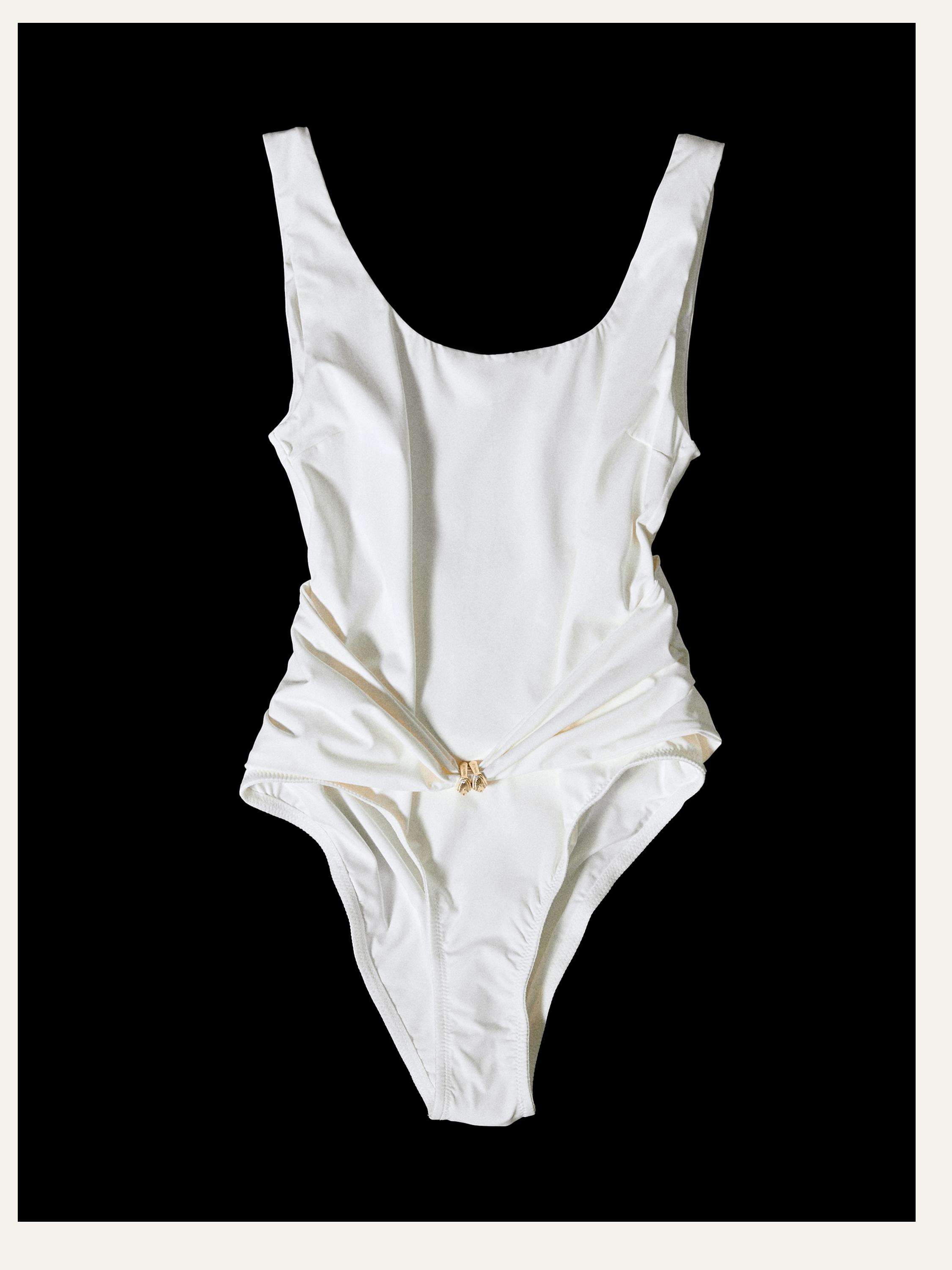 Swimsuit with rhinestone detail — Off white