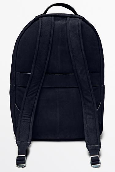 Suede leather backpack — NAVY BLUE 3