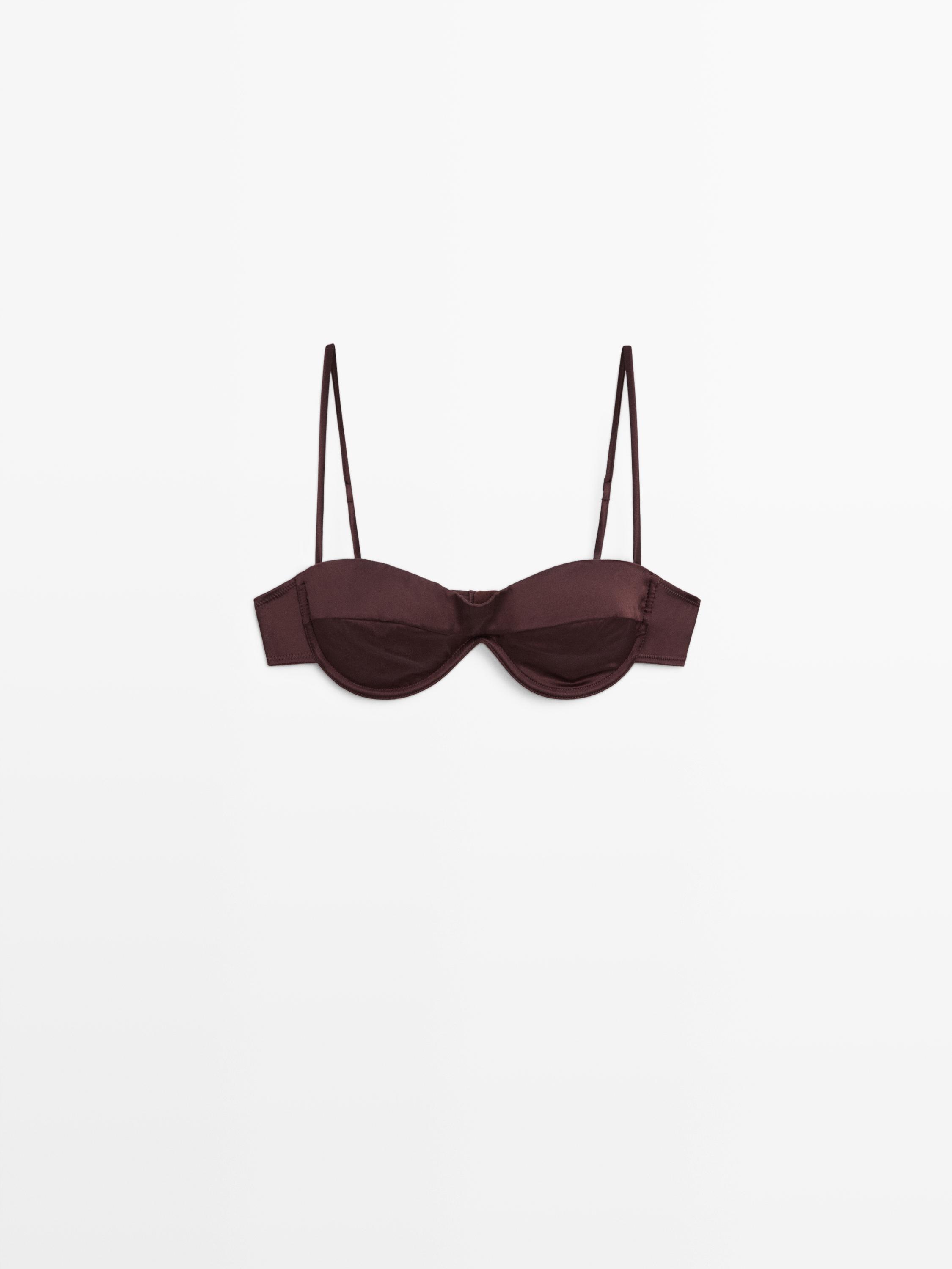 Bandeau top with underwire and seam detail — BROWN