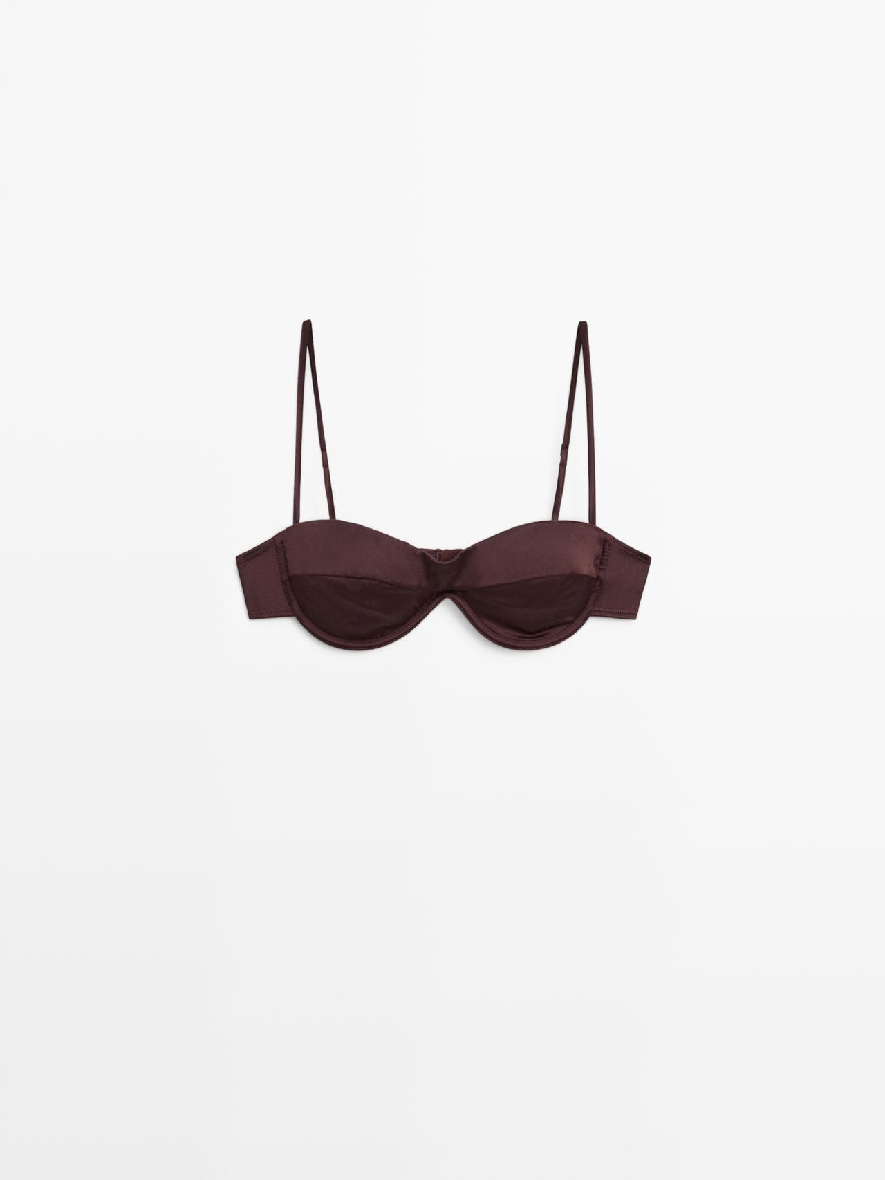 Massimo Dutti - Dames - Bandeau Met Ring En Stikseldetail - Bruin - 85B