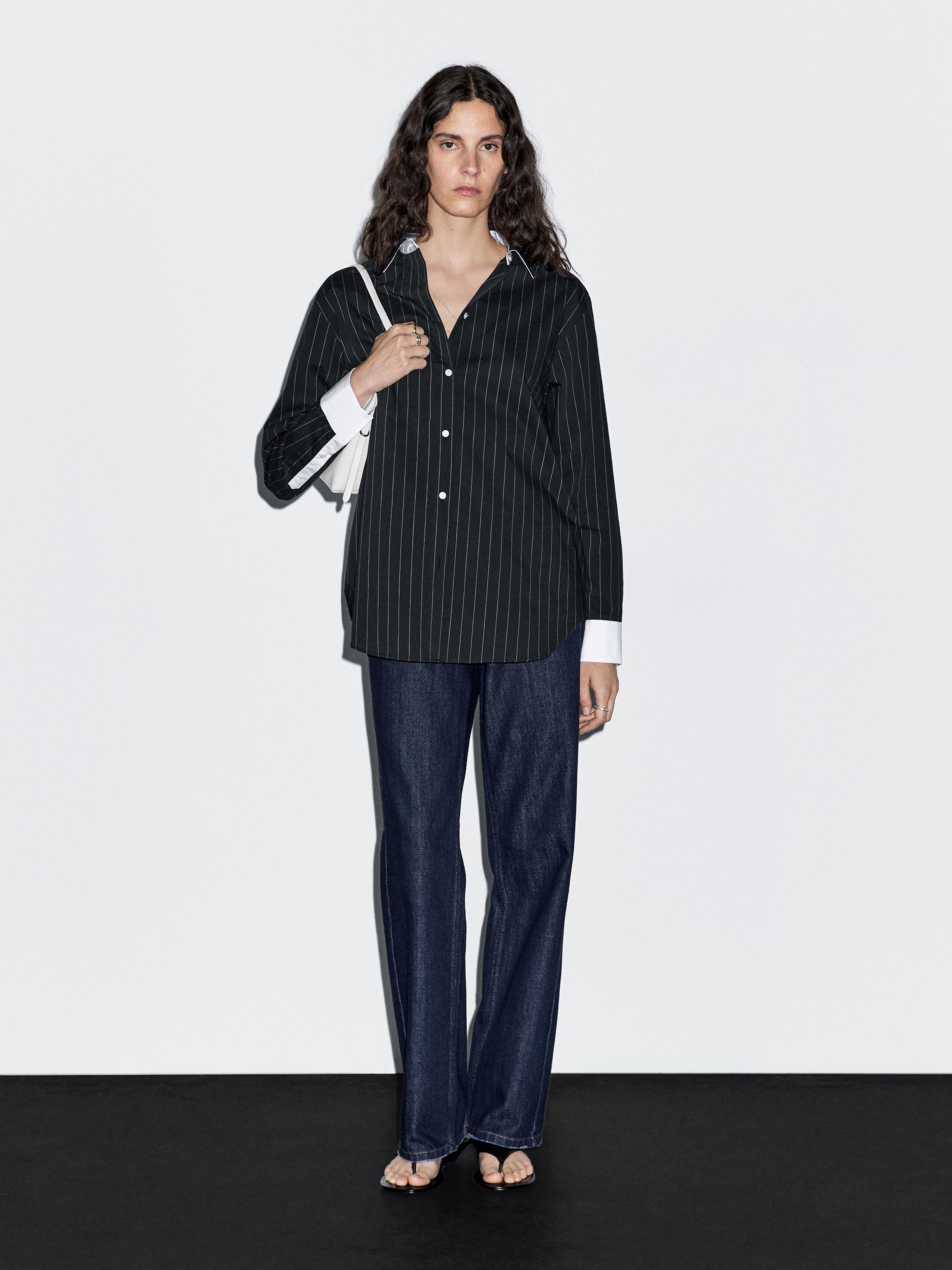 Striped shirt with contrast detail