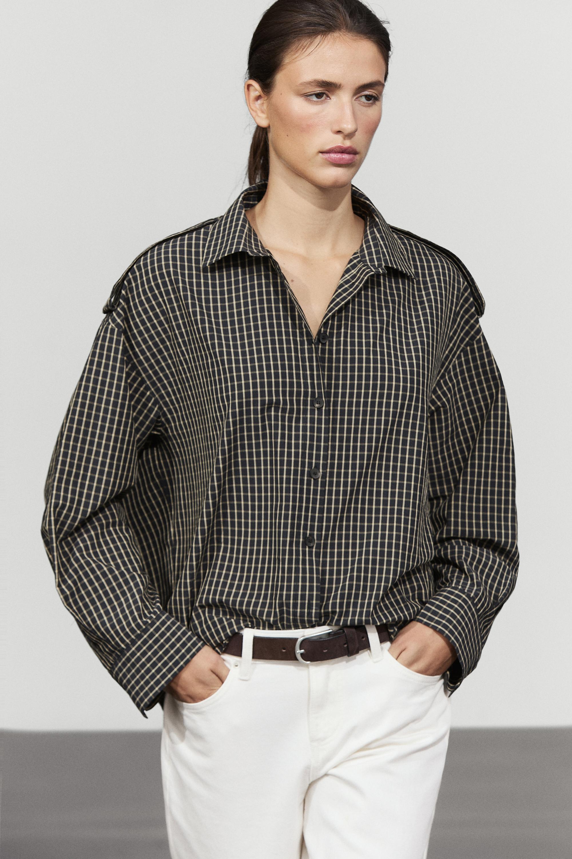 100% cotton check shirt with shoulder detail
