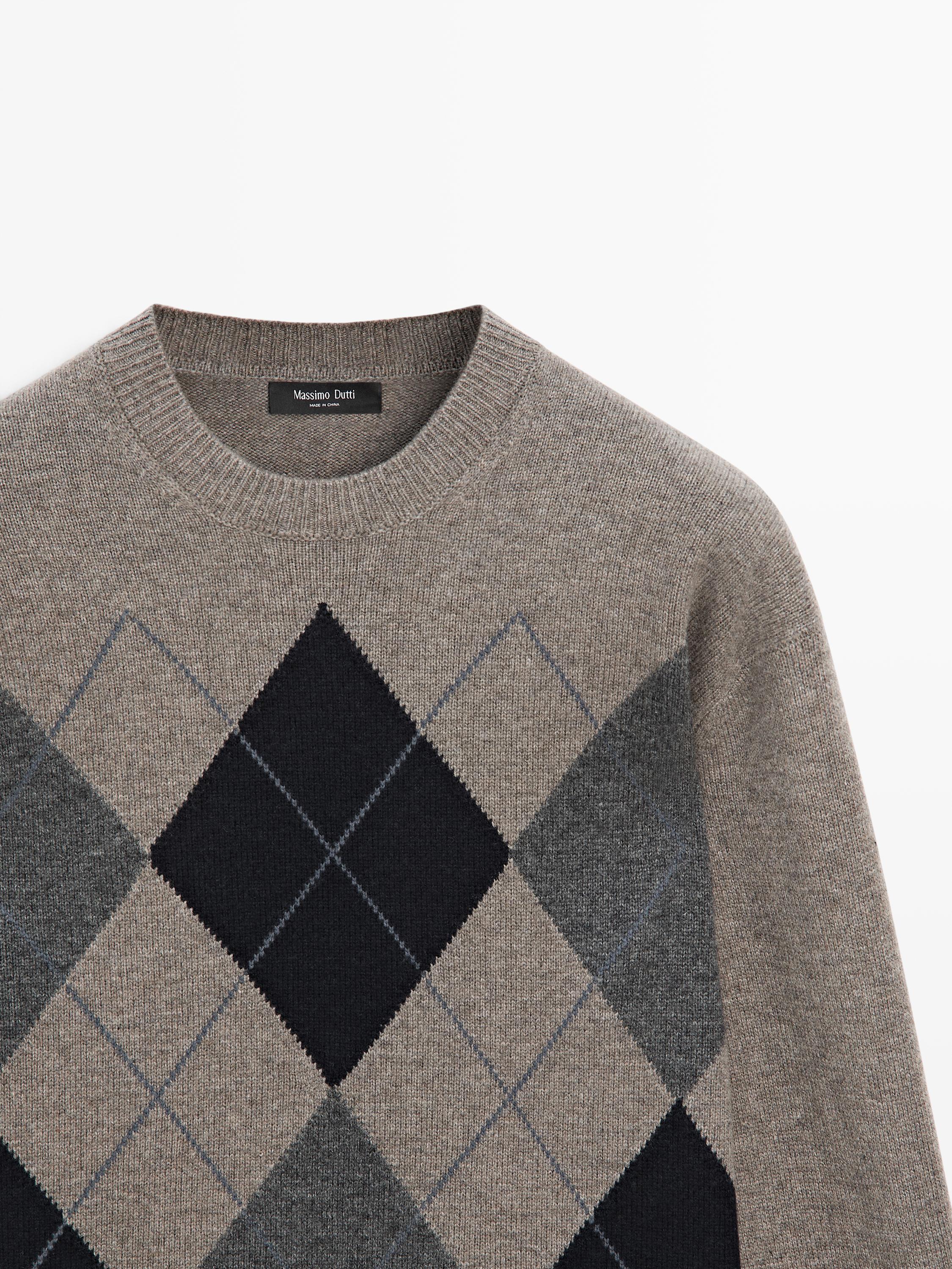 Wool blend crew neck knit sweater — DARK KHAKI