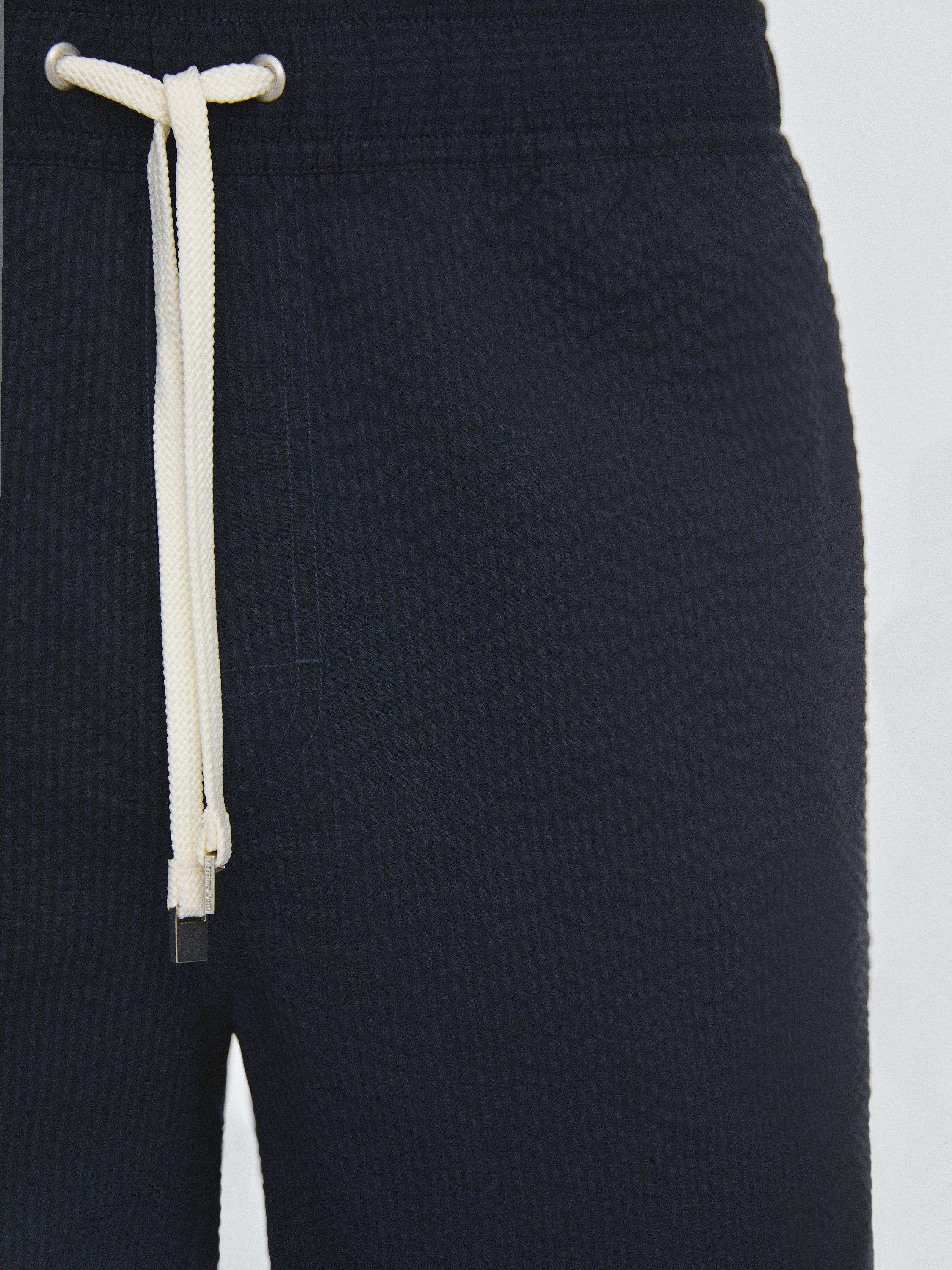 Plain textured swimsuit — NAVY BLUE