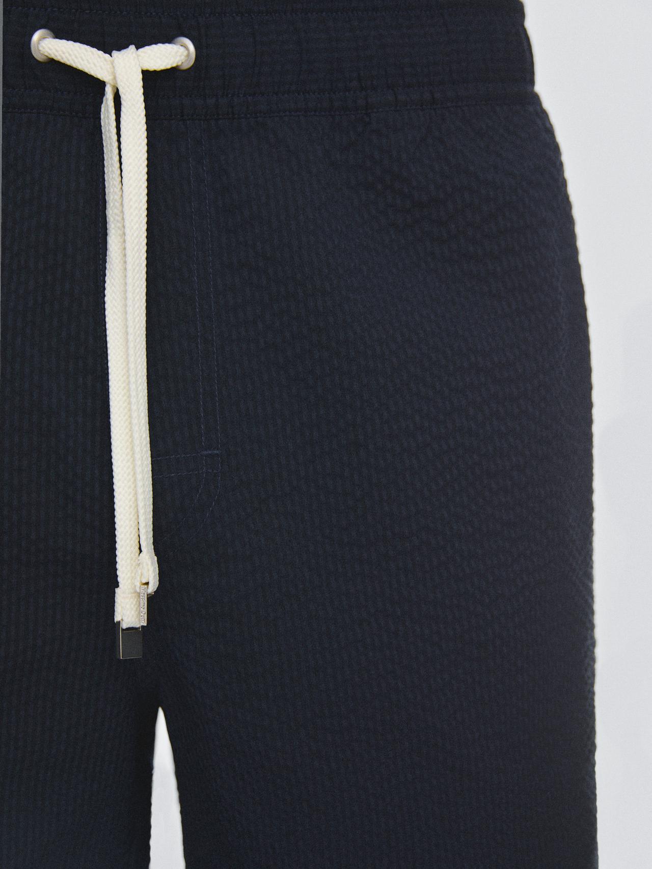Plain textured swimsuit — NAVY BLUE