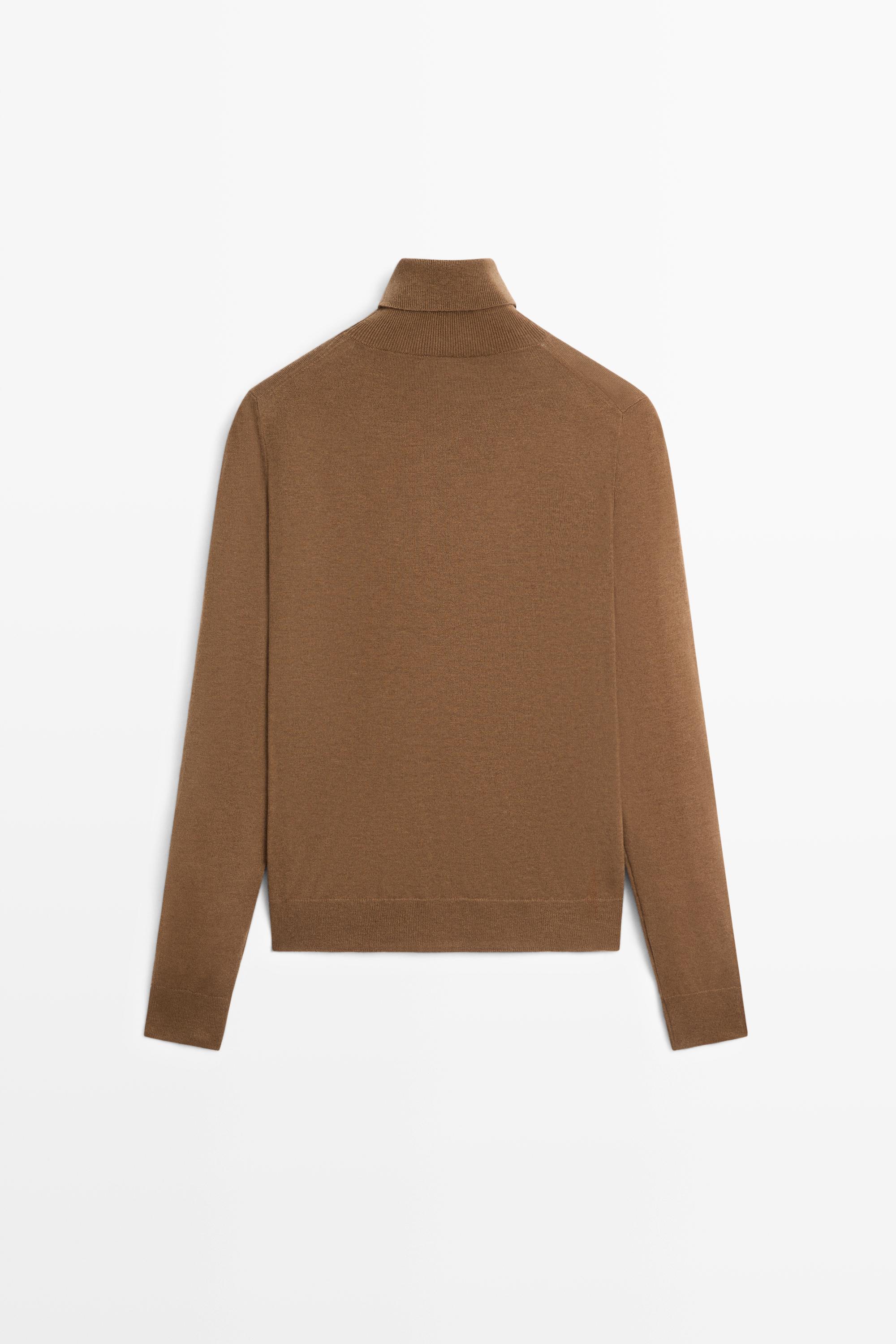 Wool-blend turtleneck knit sweater — TOFFEE