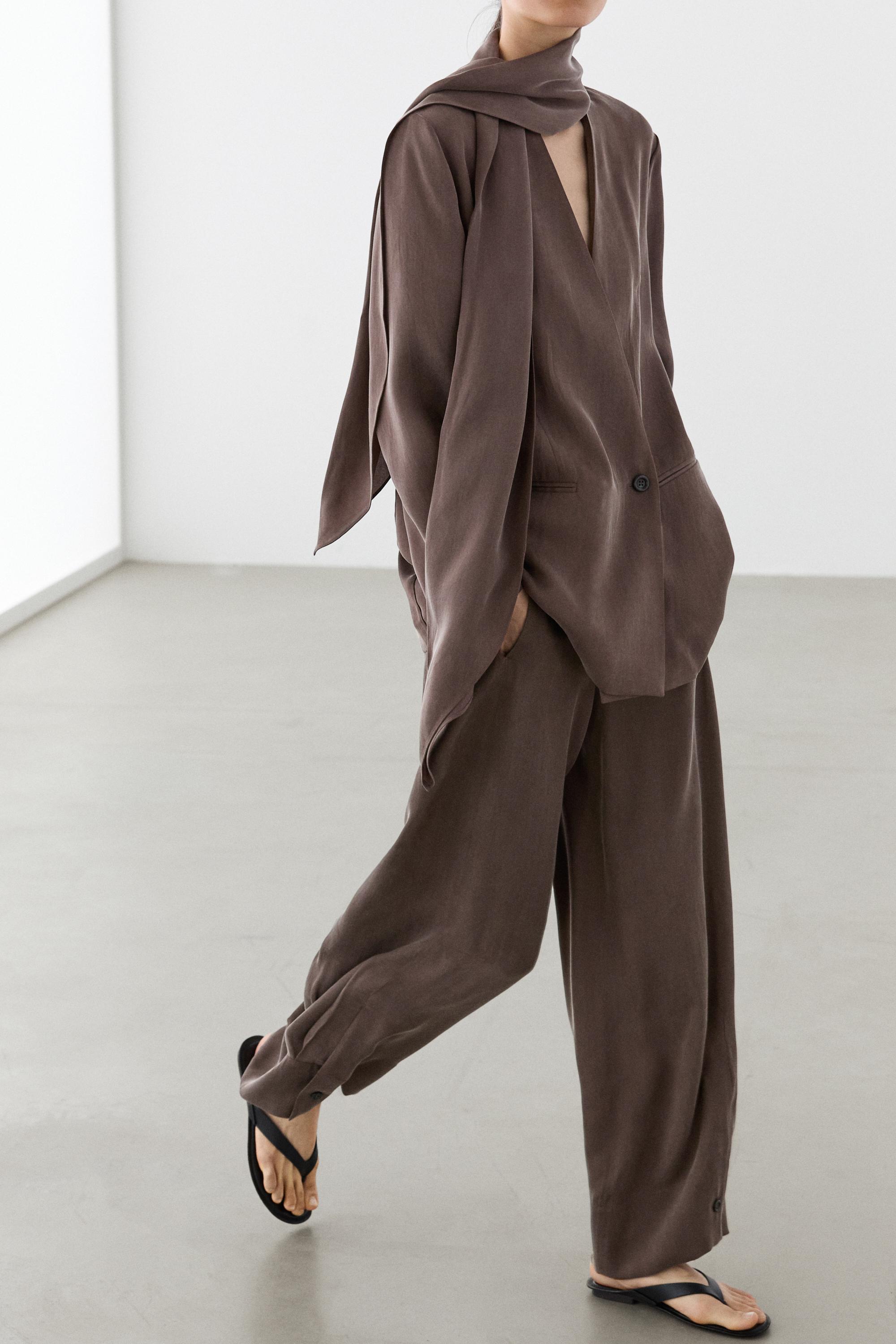 Total look flowing overshirt with tie detail — PLUM