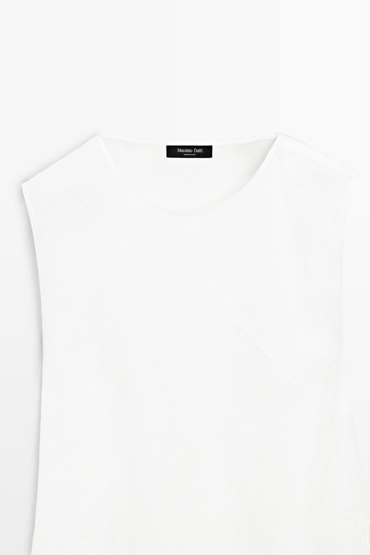 Flowing 100% linen midi dress — WHITE