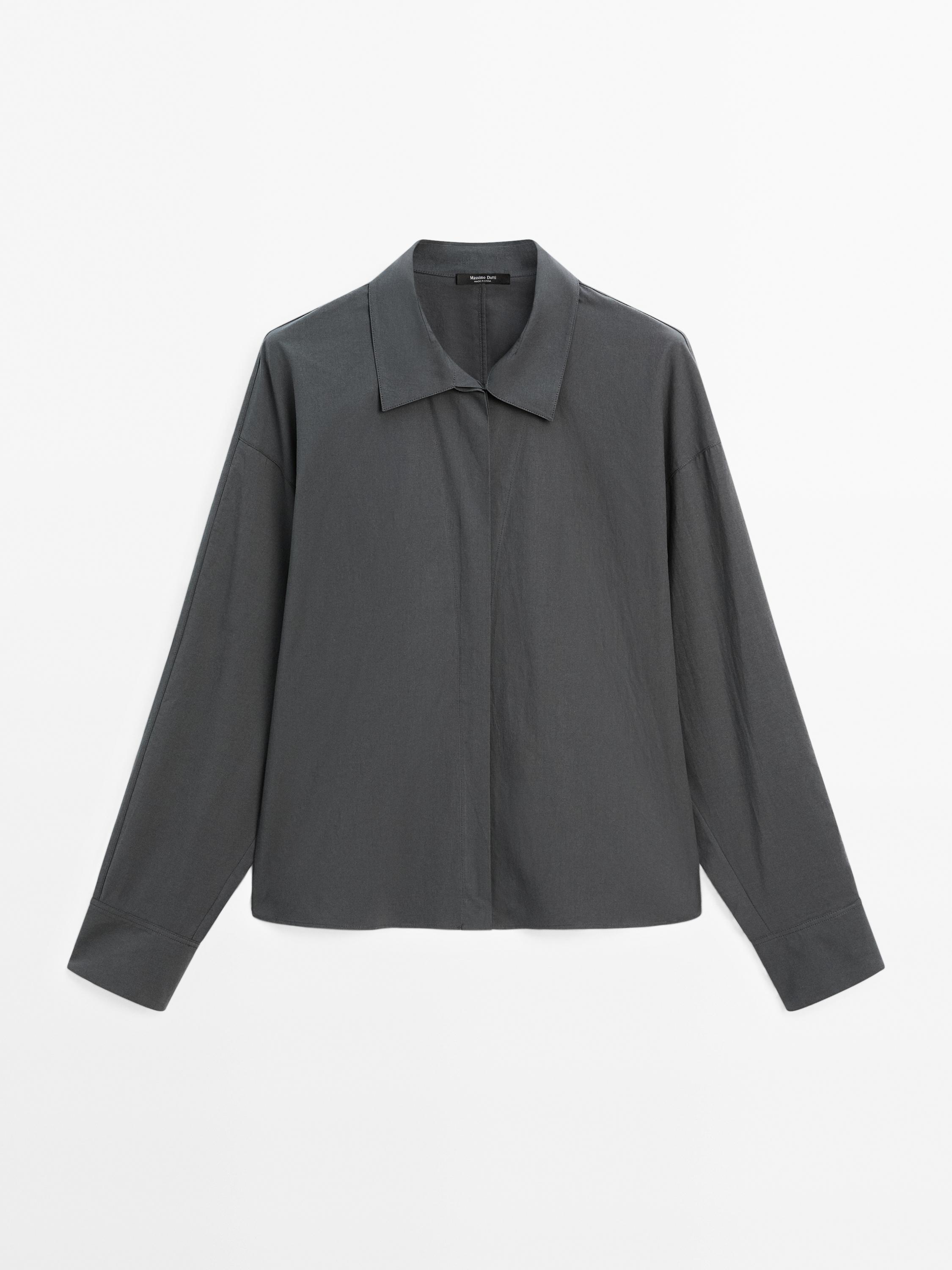 Loose-fitting 100% cotton poplin shirt