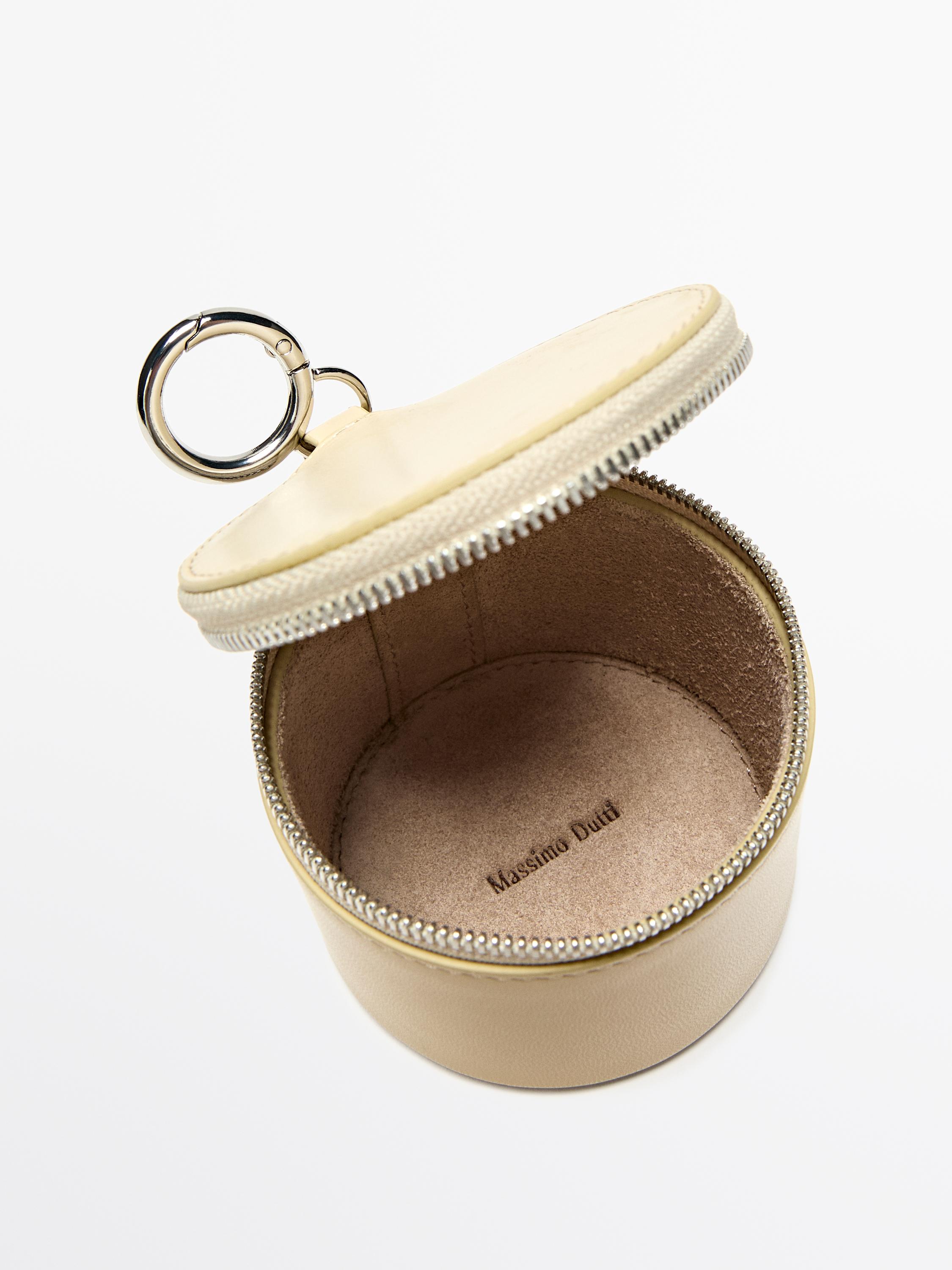 Round nappa leather bag with rhinestones — Vanilla