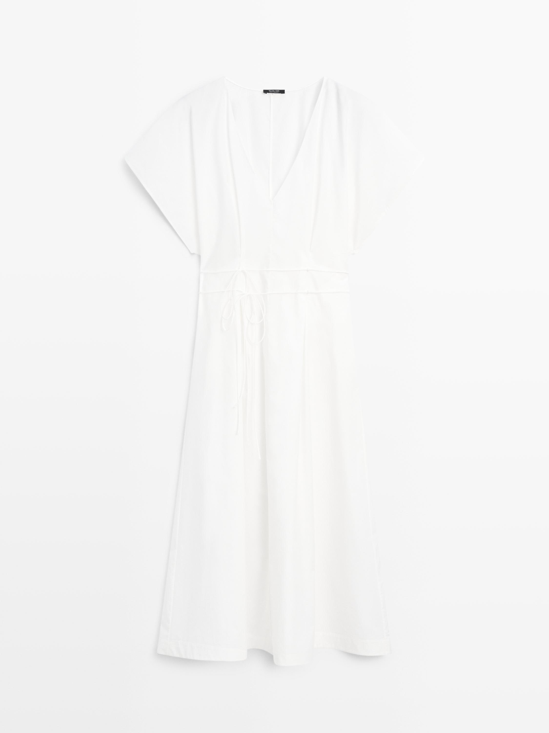 Gaun midi flounce poplin